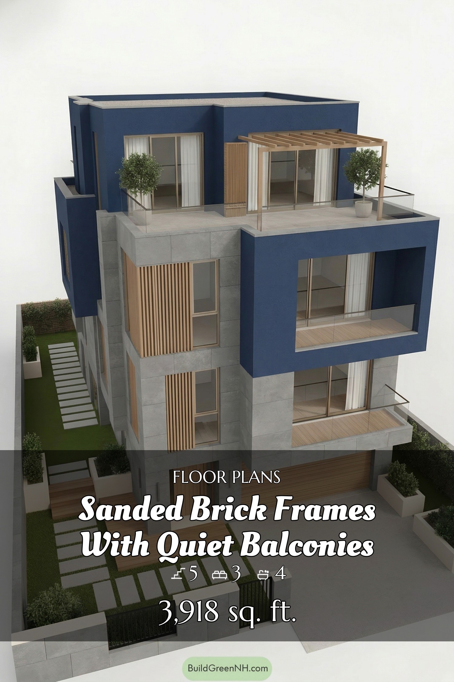 house facade with grey and deep blue sections