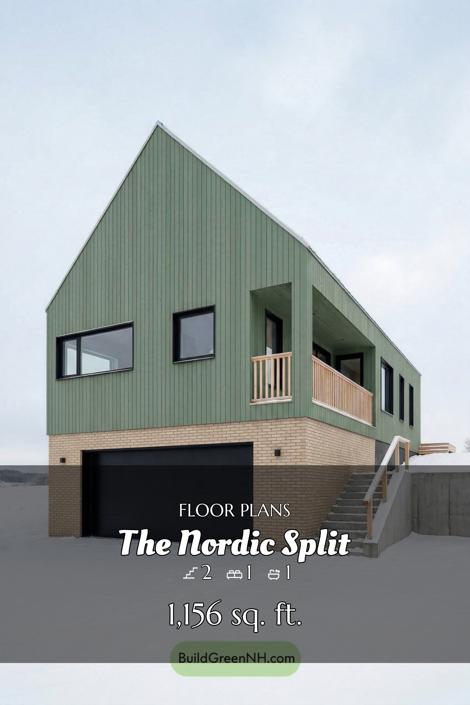house siding green color with beige brick