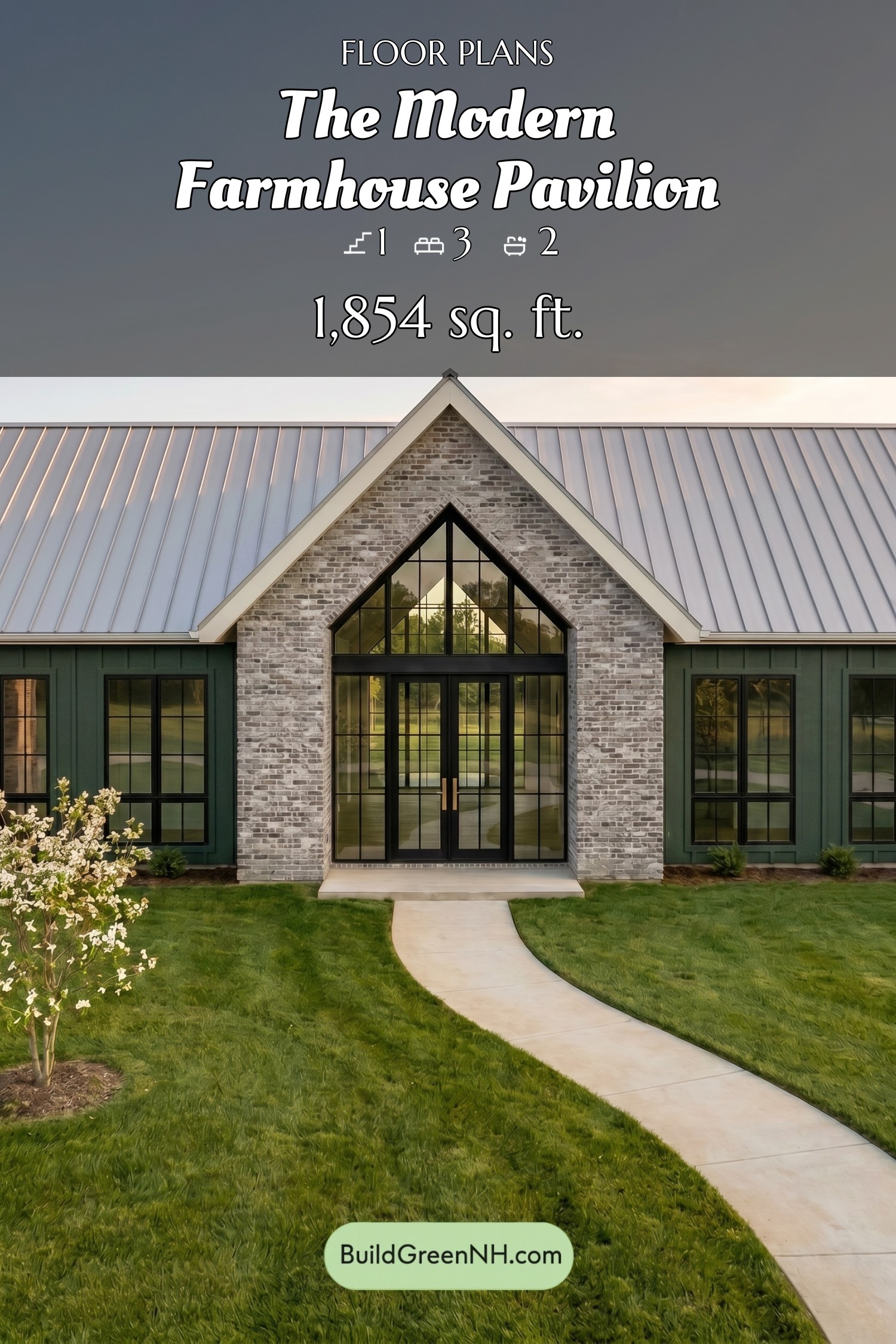 house siding grey brick center and forrest green wings