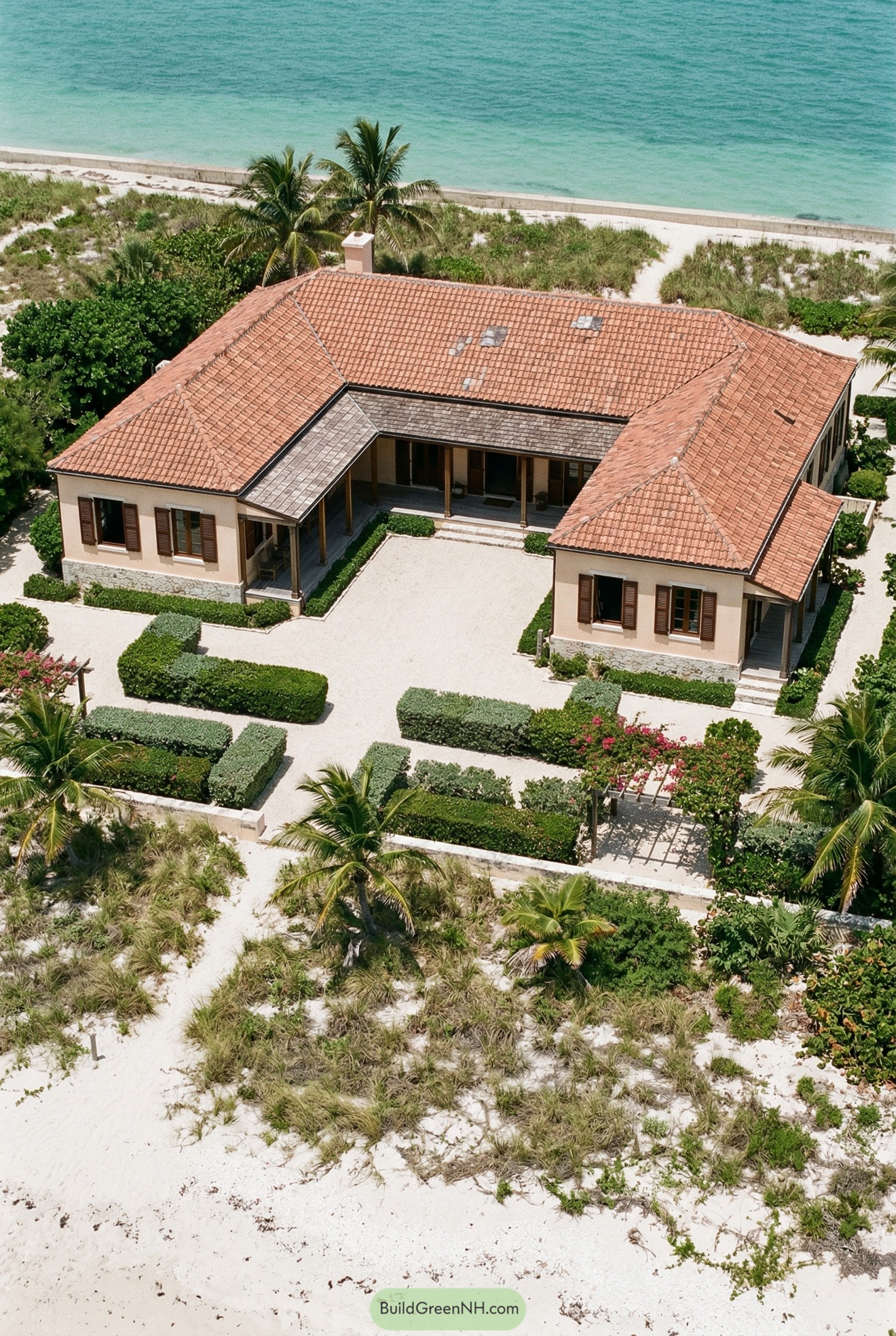 Beachfront French colonial villa with inner court