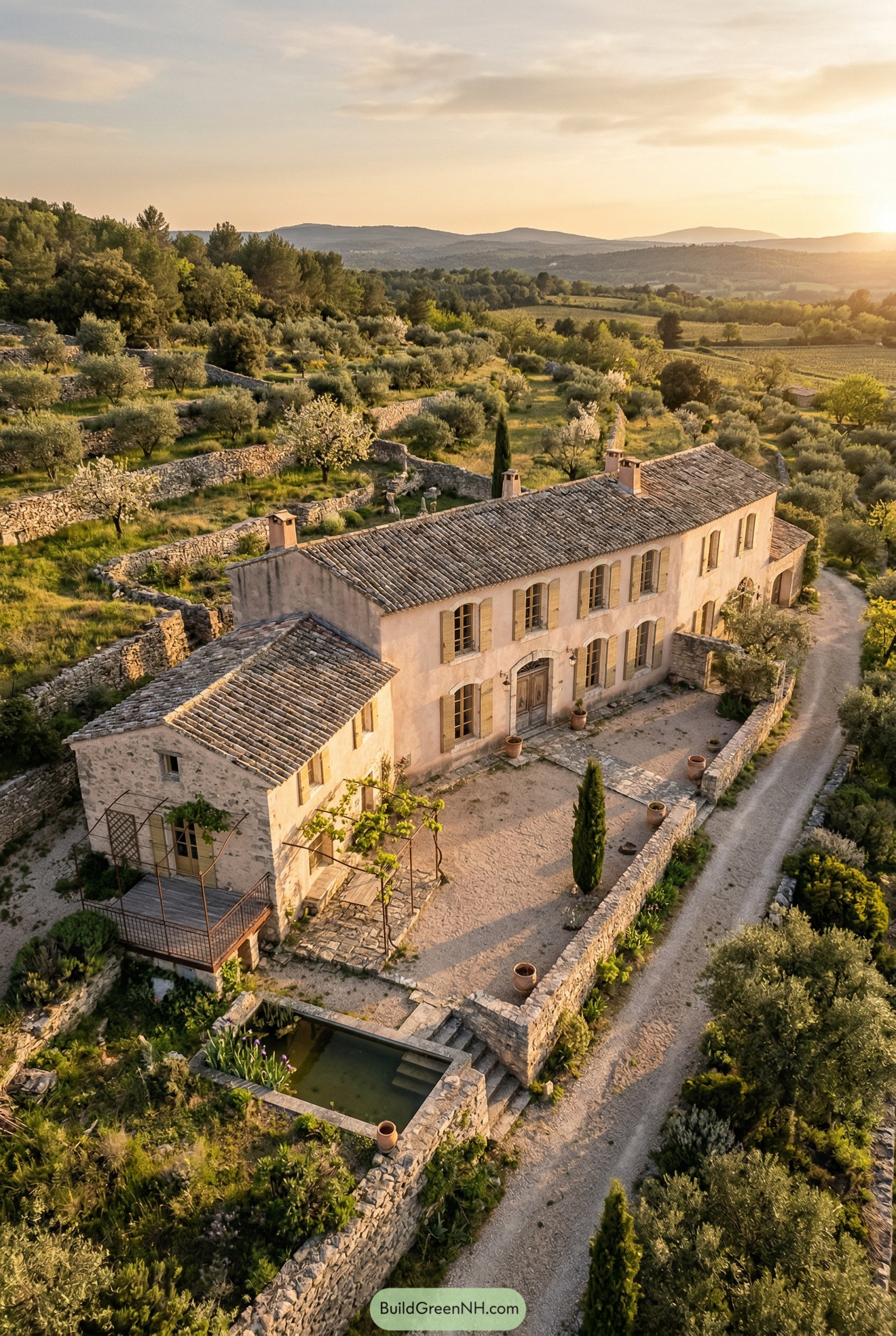 French country house with olive terraces