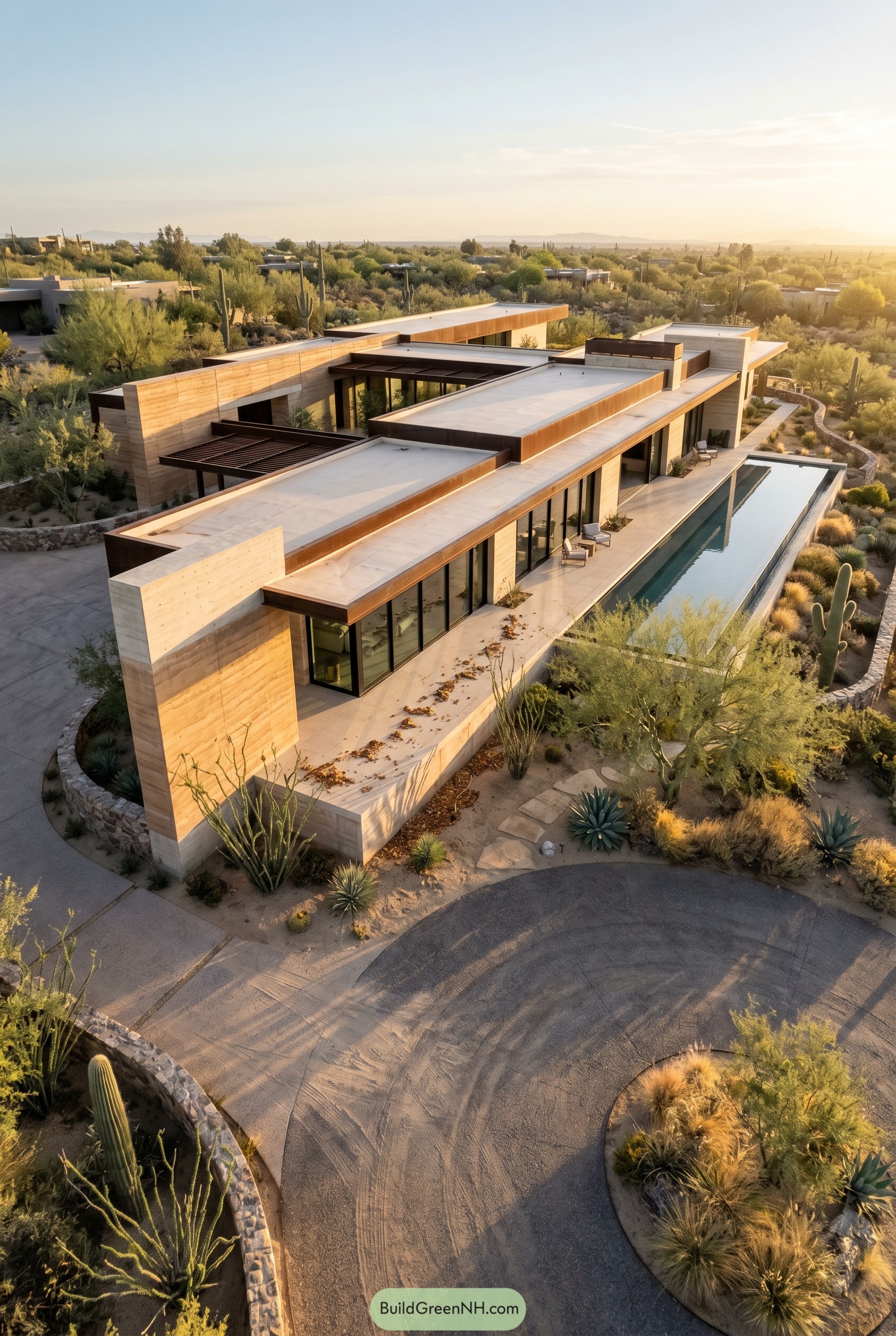 Modern desert house with lap pool