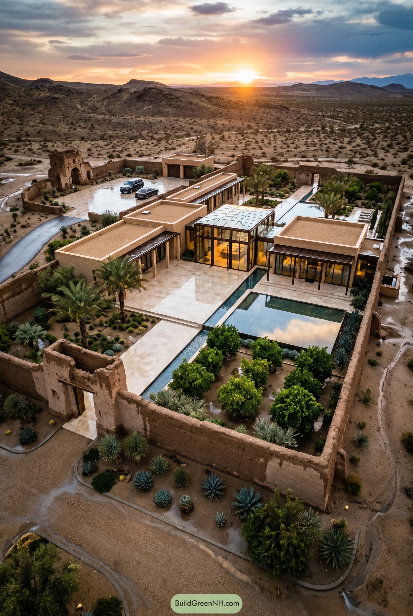 Modern villa within adobe ruin walls