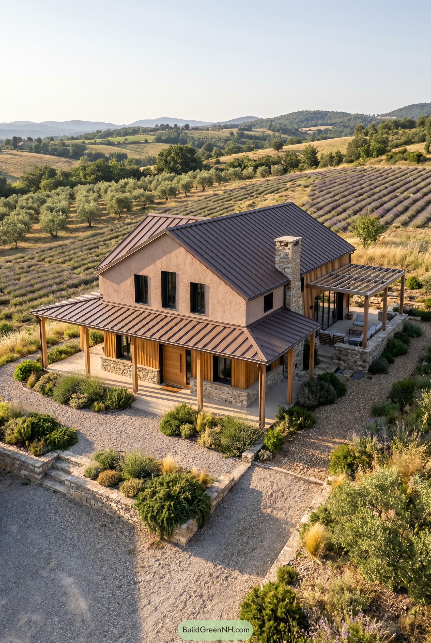 Modern country house in lavender fields