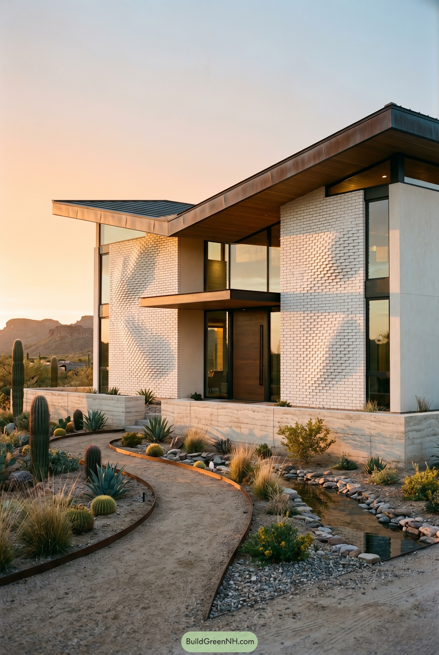 Modern desert house with sculpted brick facade