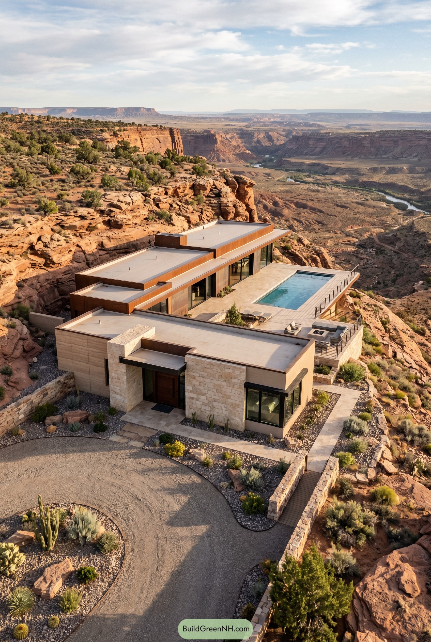 Cliffside modern ranch with lap pool