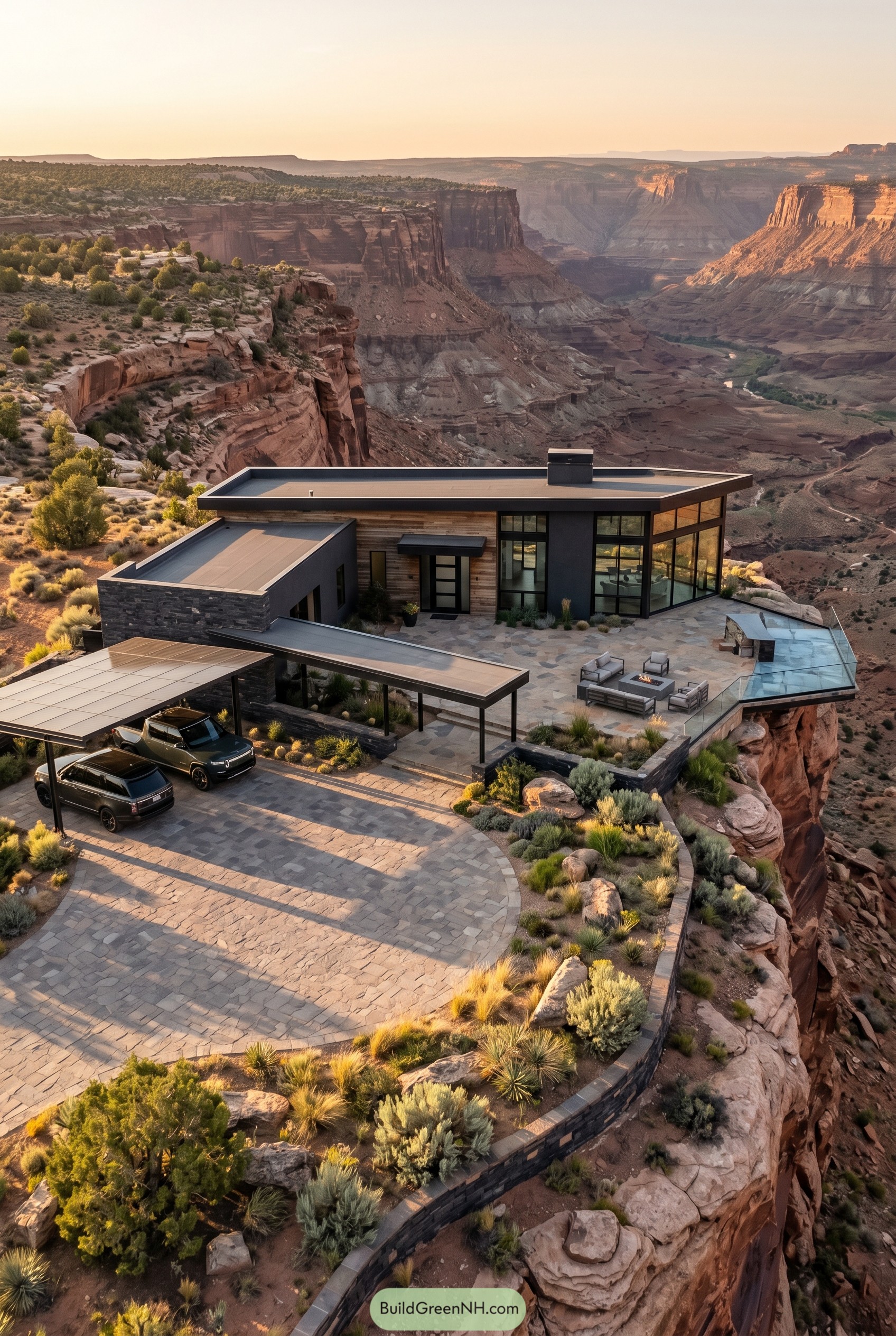 Modern cliffside ranch with glass terrace