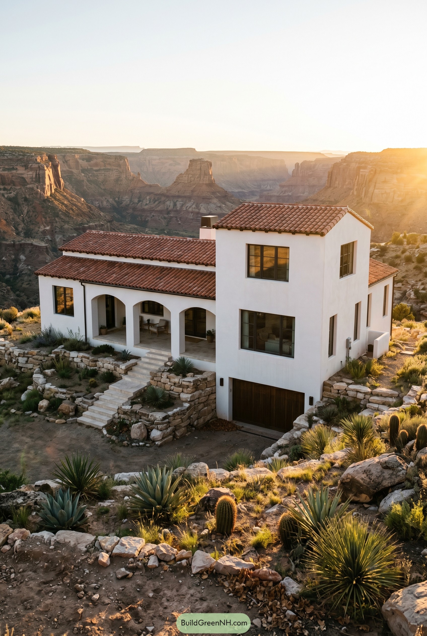 Spanish villa on a canyon rim with arches
