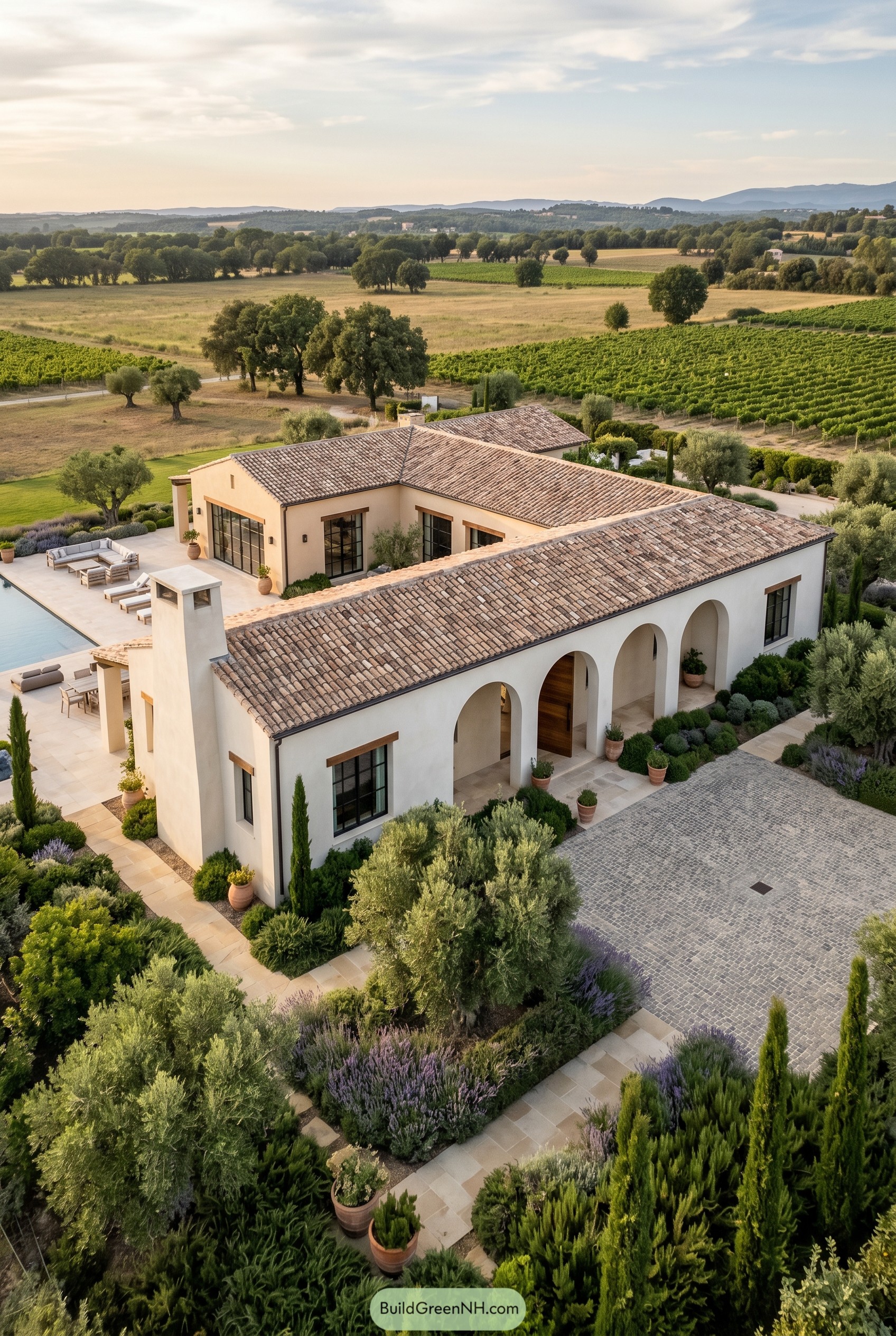 Single story Mediterranean bungalow with arched porch