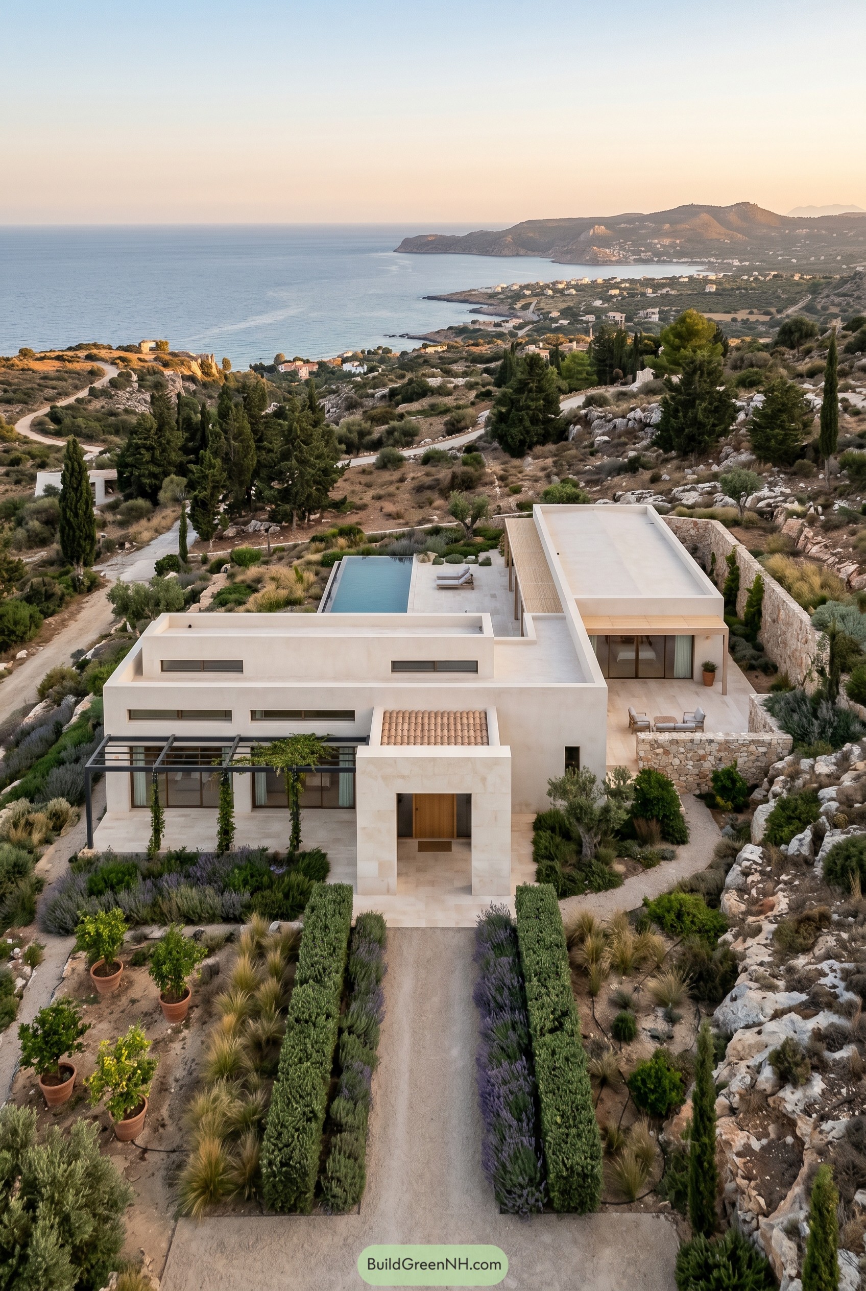 Modern Mediterranean bungalow above the sea