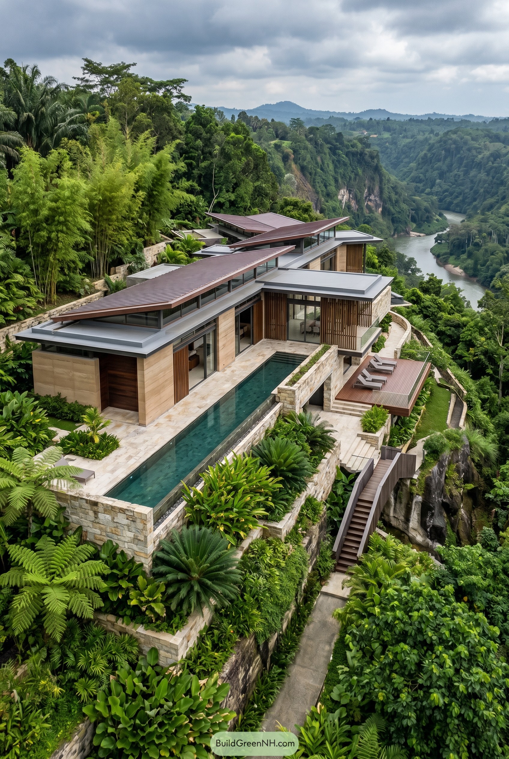 Cliffside tropical villa with lap pool