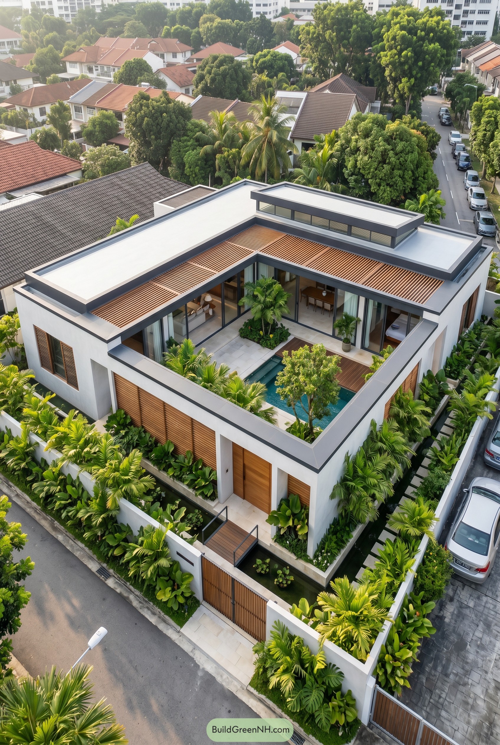 One story villa wrapped around a courtyard pool