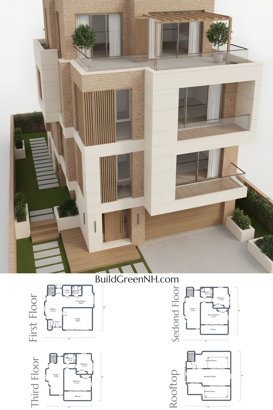 Sanded Brick Frames With Quiet Balconies Floor Plan