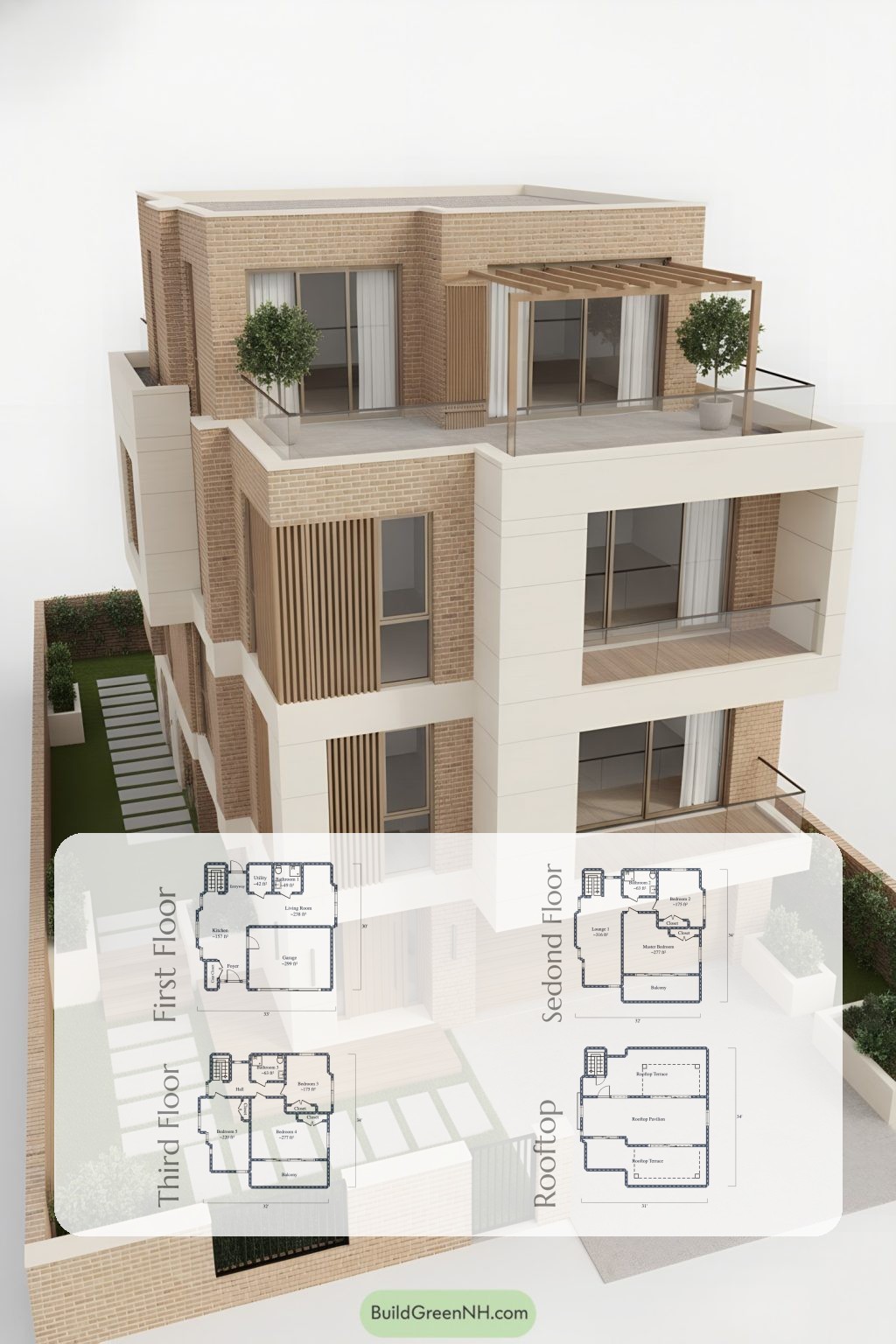 Sanded Brick Frames With Quiet Balconies Floor Plan