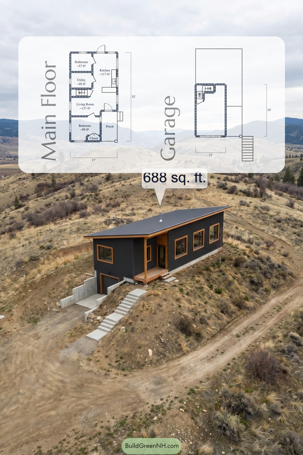 Slope Side Cabin With Charcoal Cladding Floor Plan