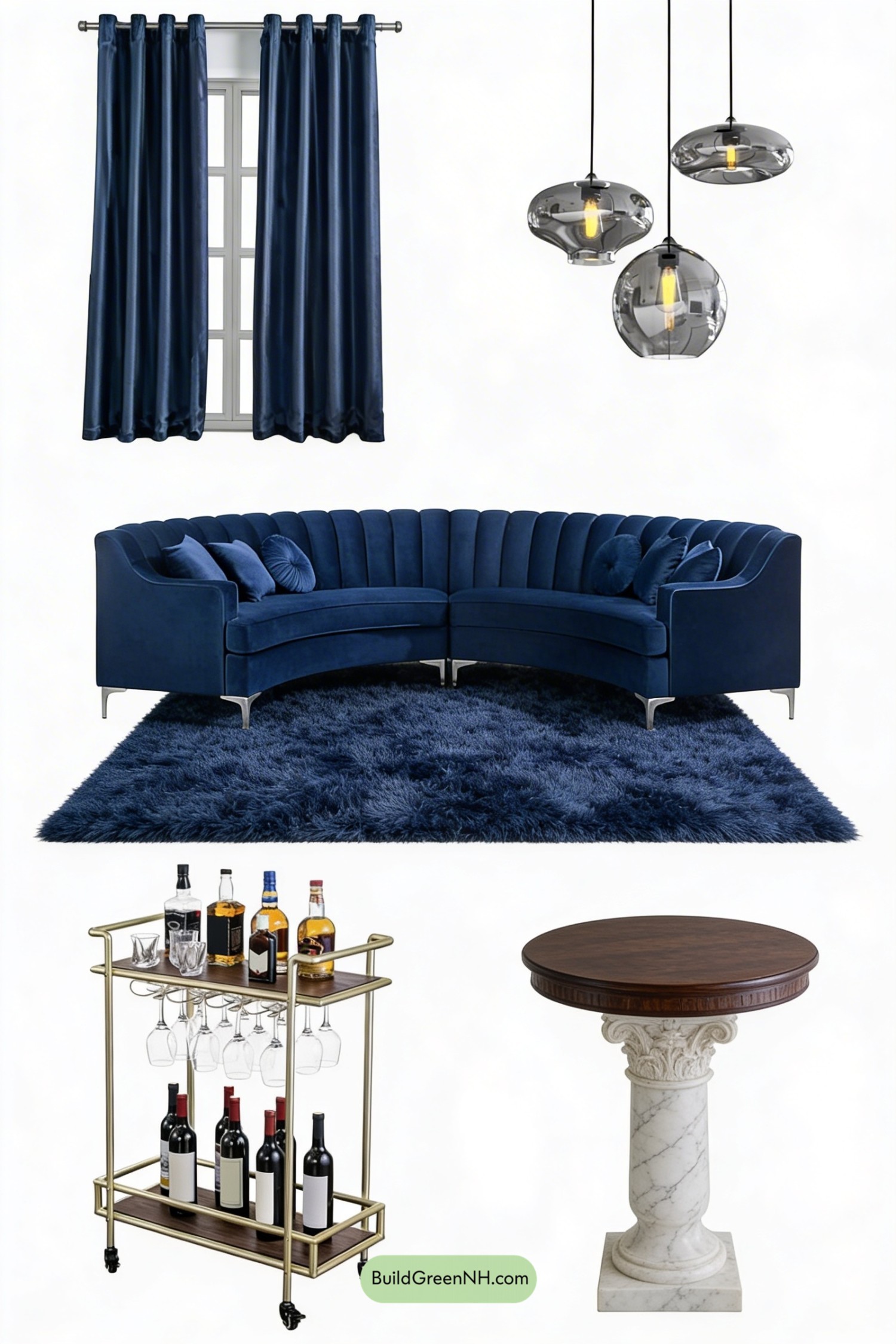Moodboard for Noir Sapphire Living Room Glow