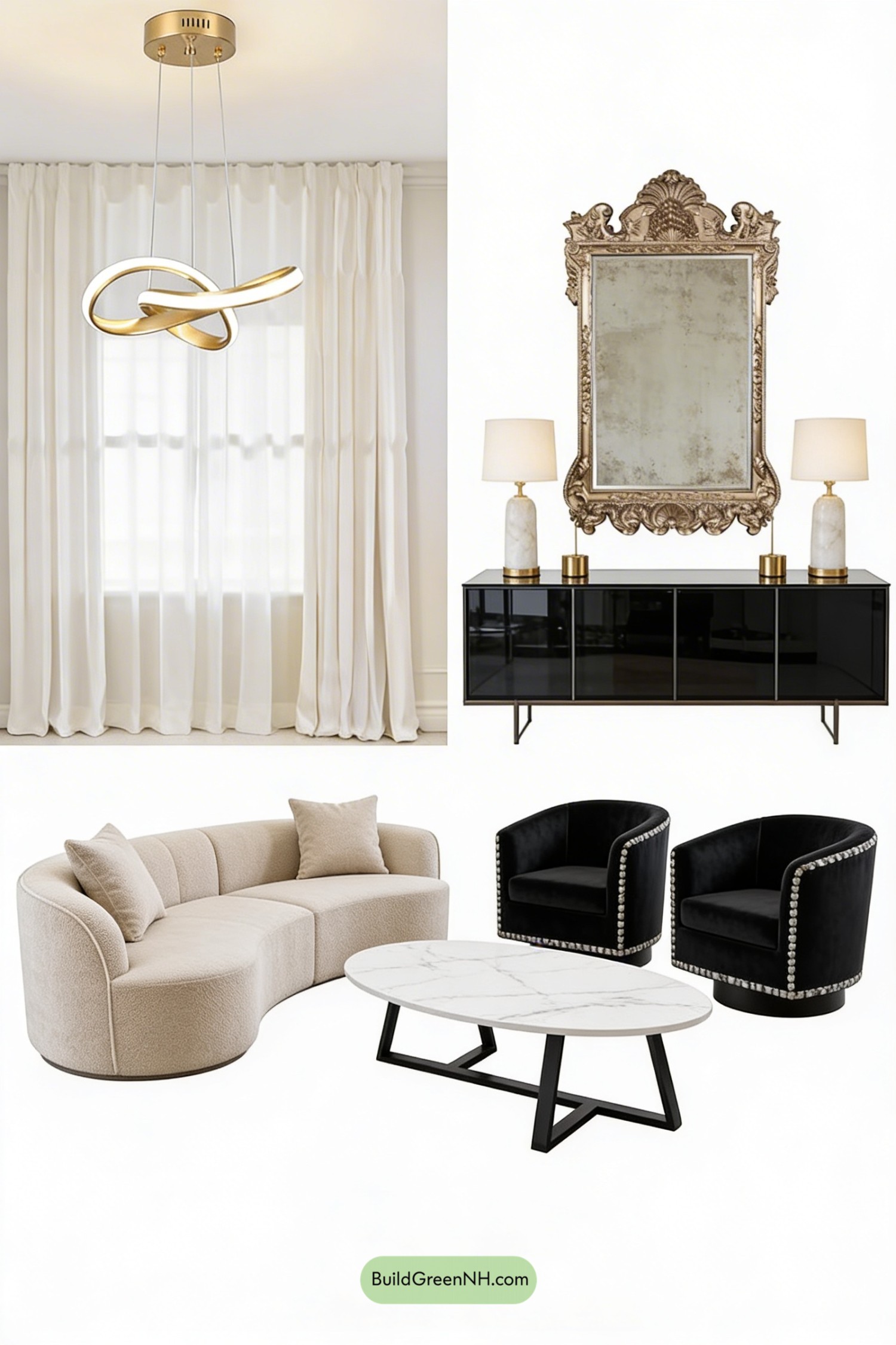 Moodboard for Ivory and Onyx Couture Glam