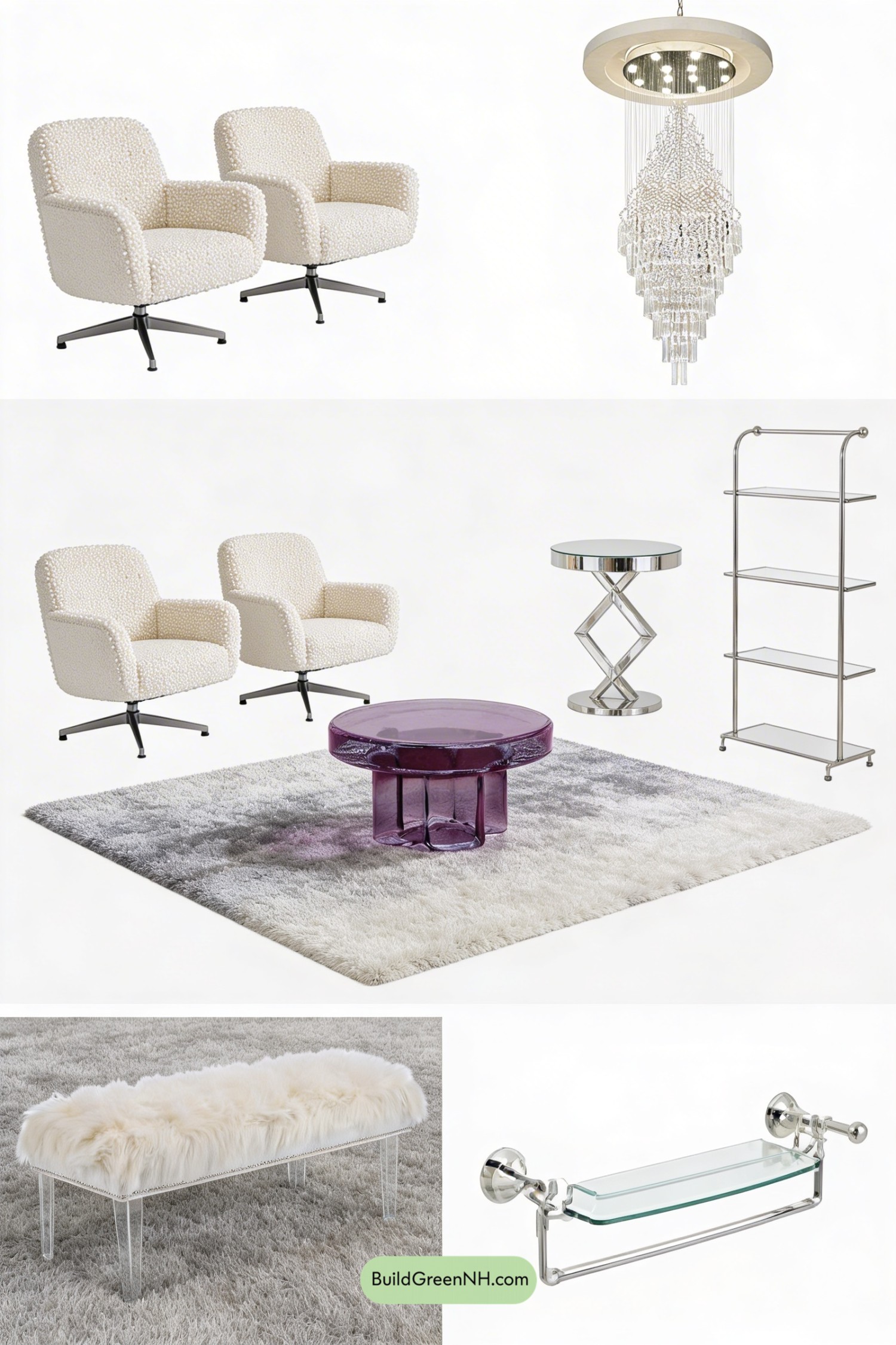 Moodboard for Lavender Silver Glam Living Room