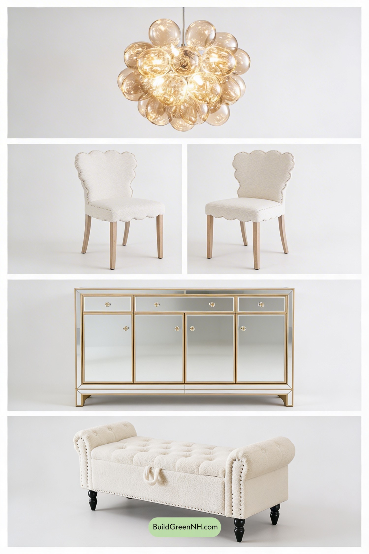Moodboard for Coral Sunrise Glam Living Room