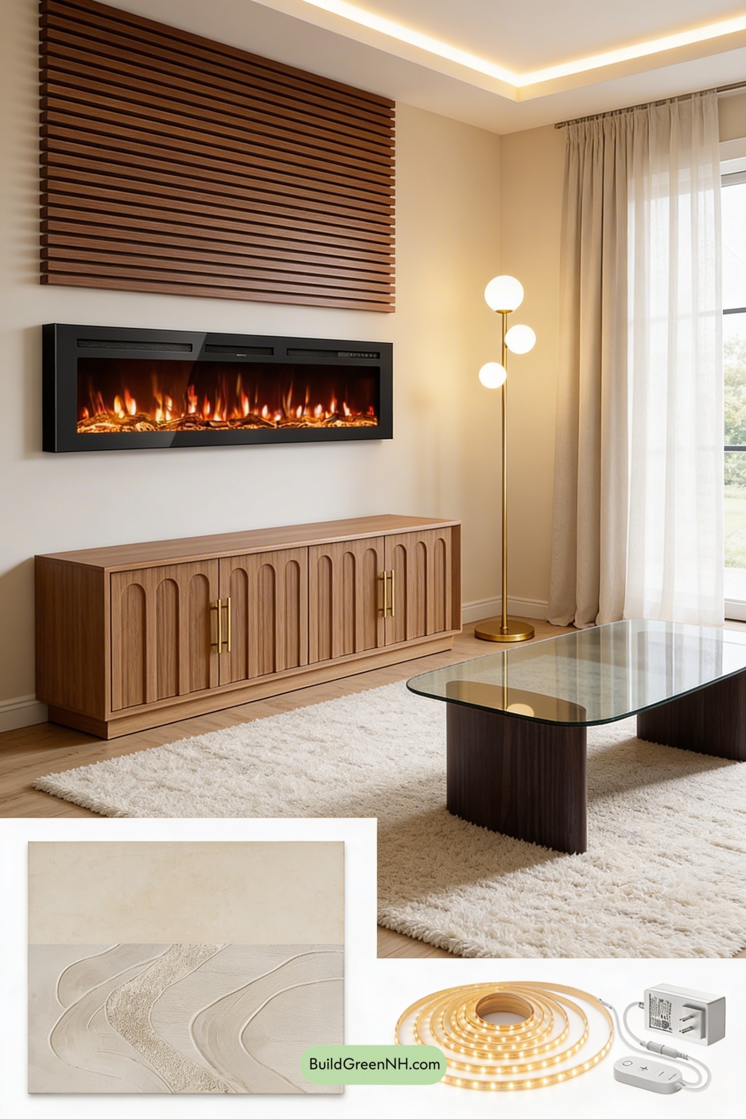 Moodboard for Walnut Slat Accent Wall Glow