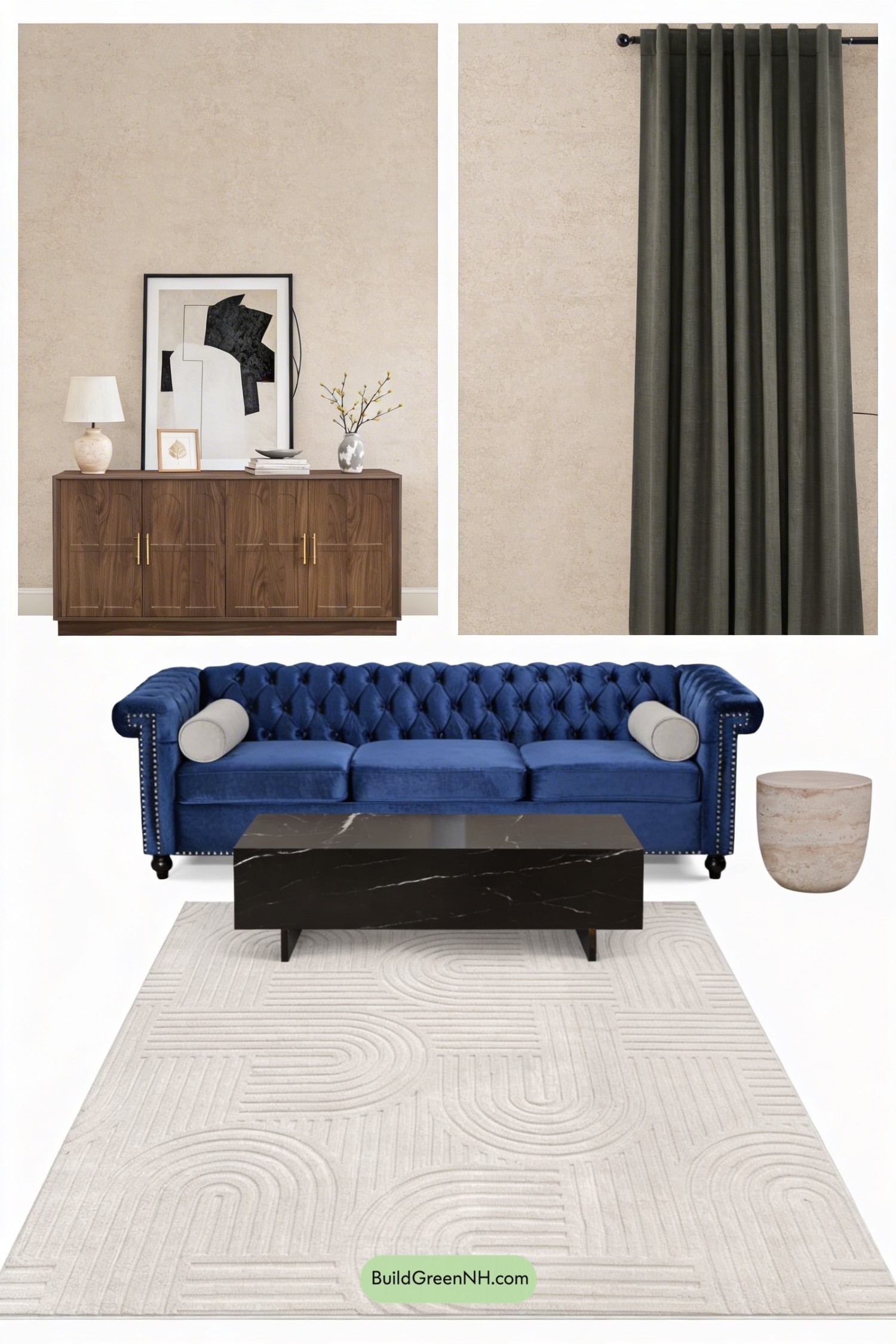 Moodboard for Navy Fluted Accent Wall Drama