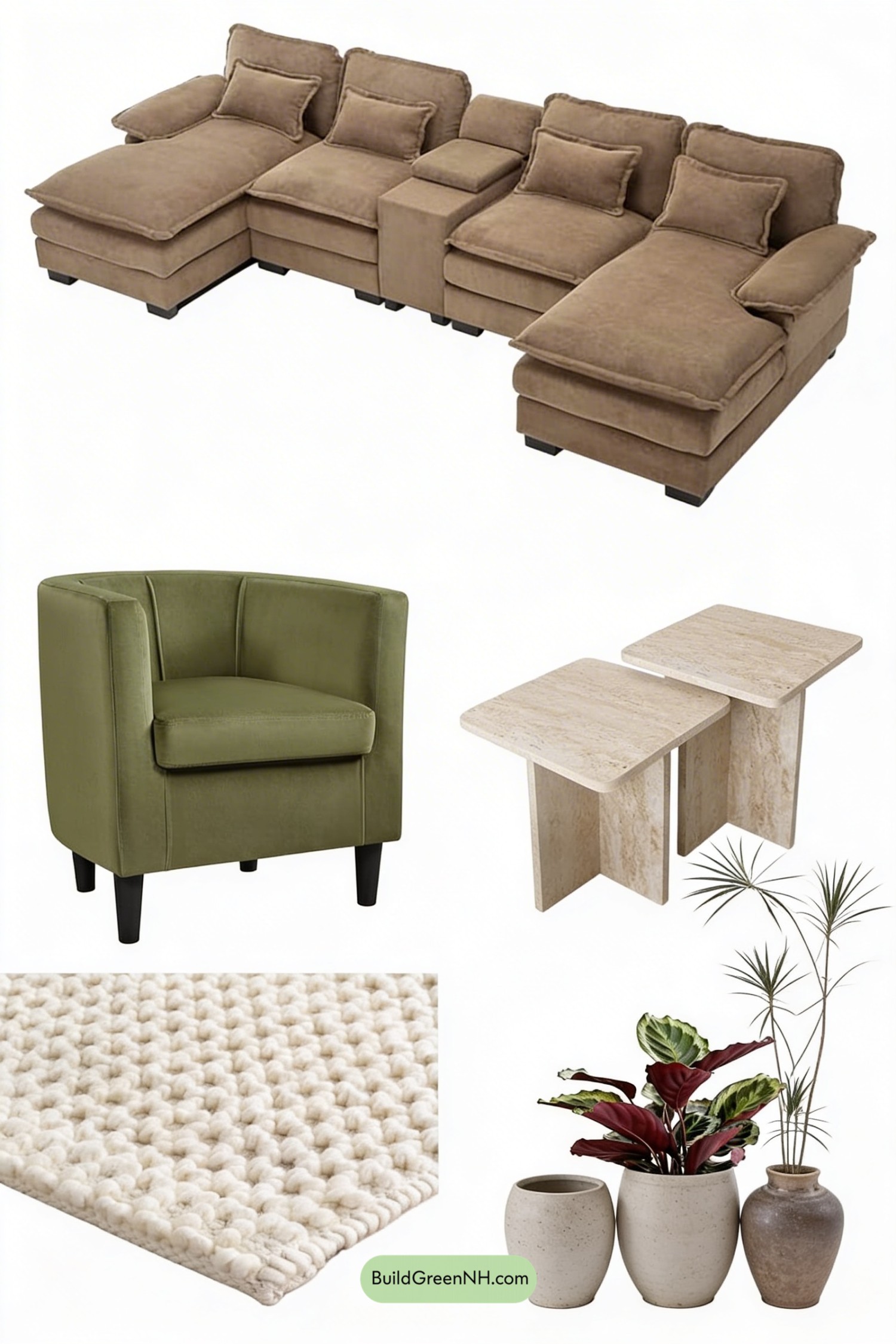 Moodboard for Wood and Moss Living Room Accent Wall