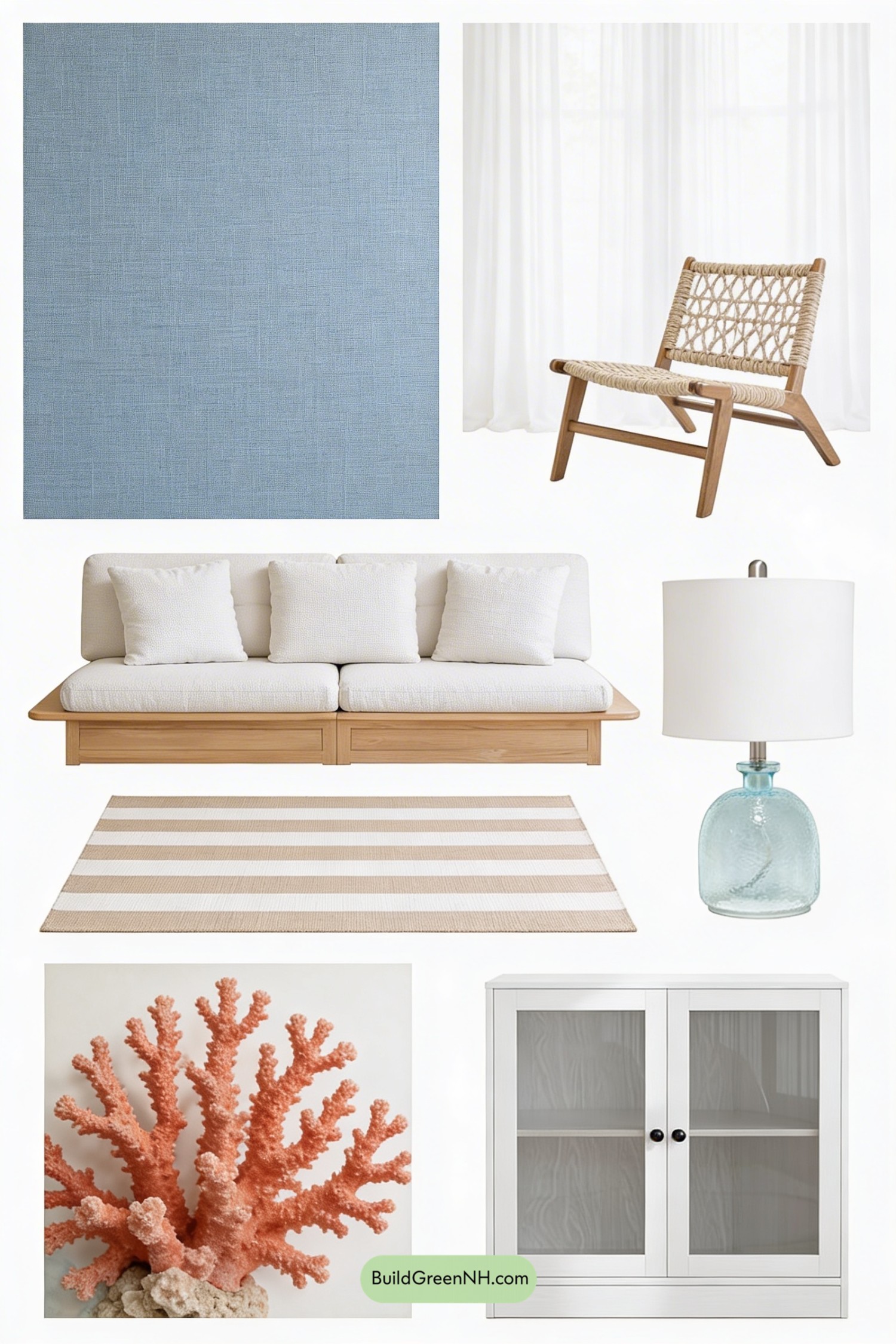 Moodboard for Dusty Blue Coastal Accent Wall