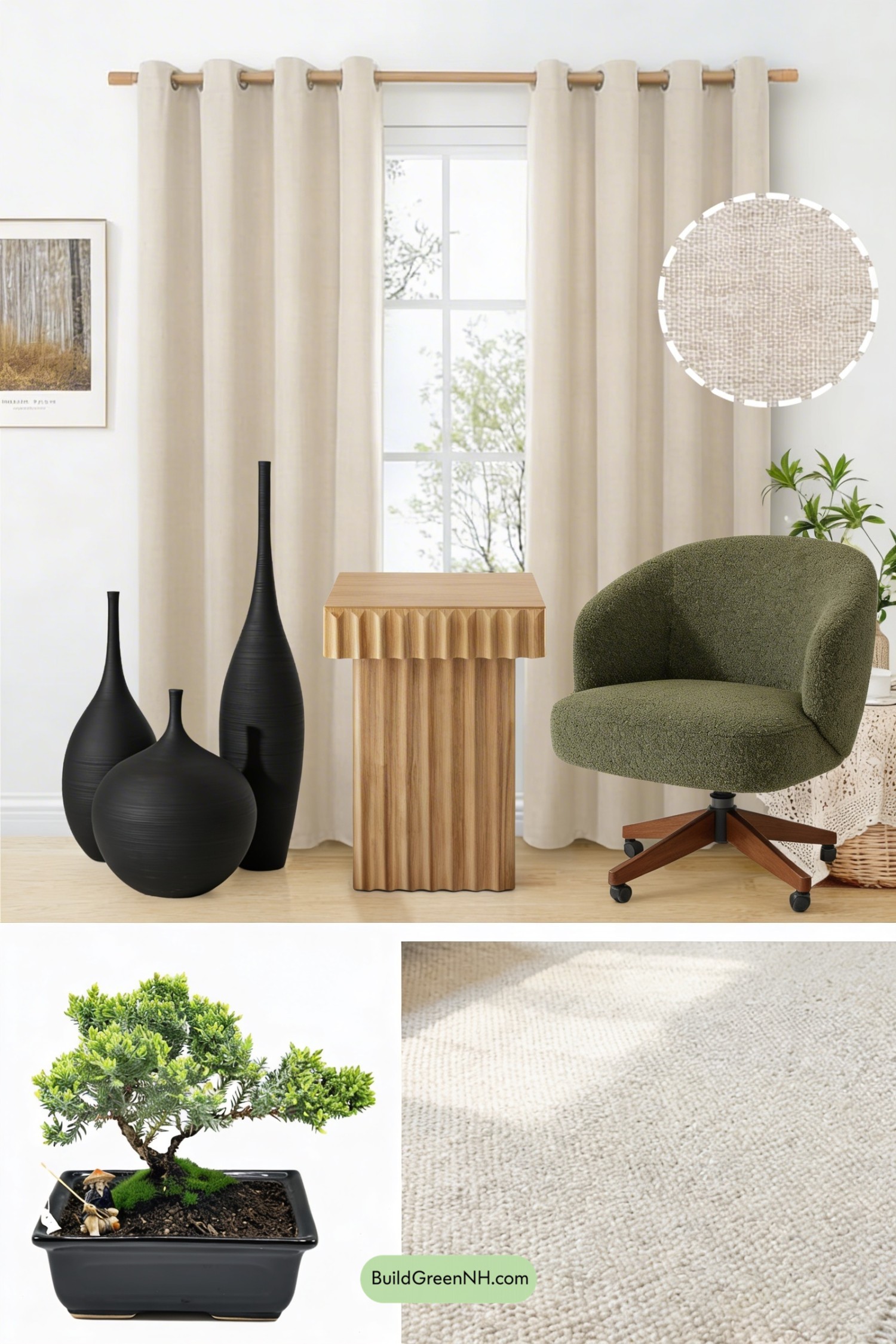 Moodboard for Beige Sofa, Japandi Glow-Up