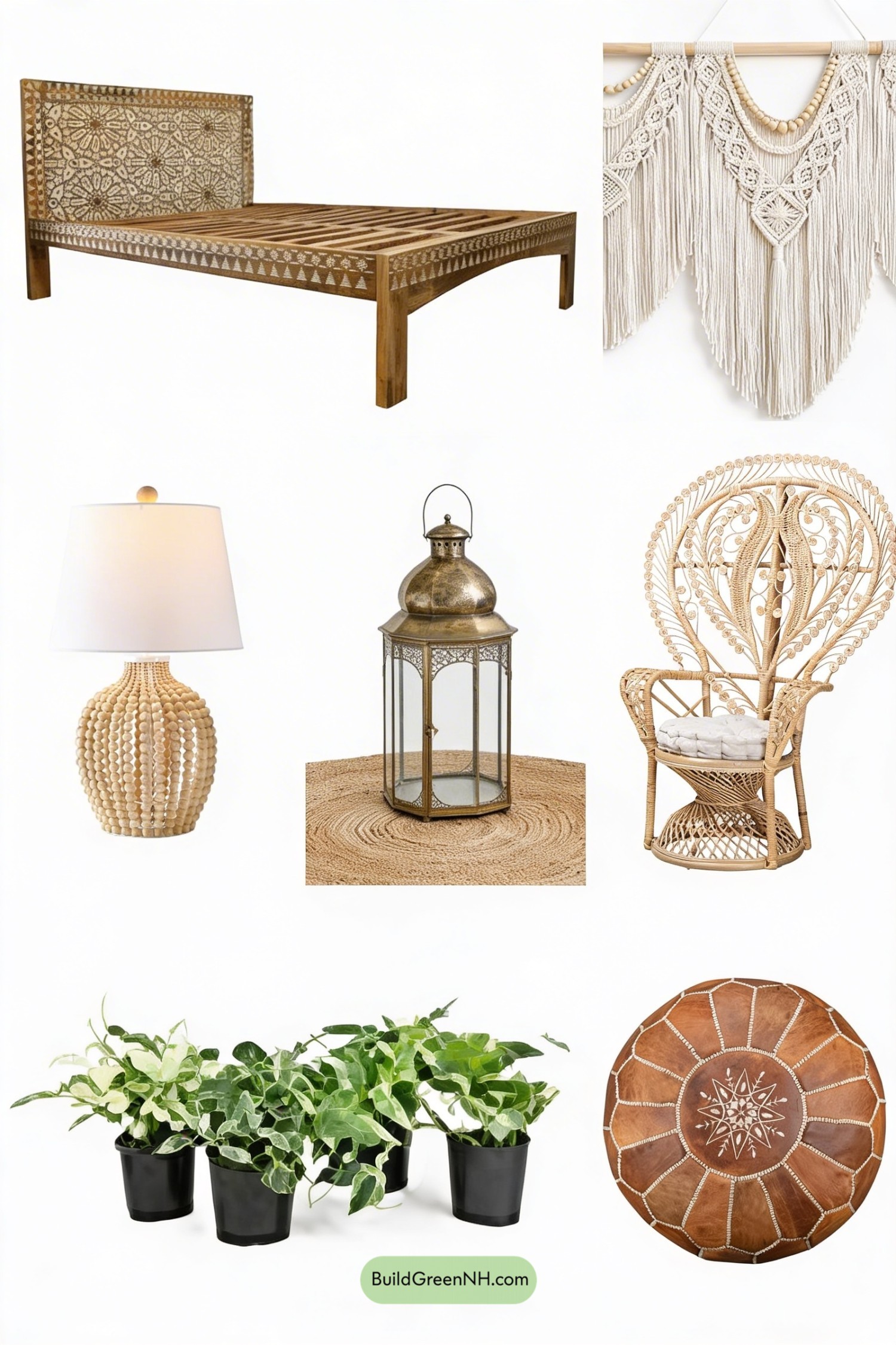 Moodboard for Earthy Boho Bedroom Makeover
