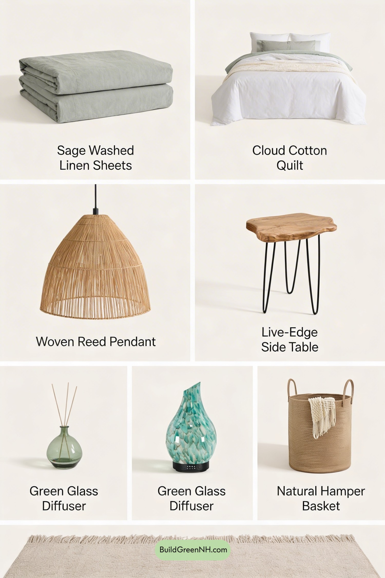 Moodboard for Rain-Washed Botanical Bedroom