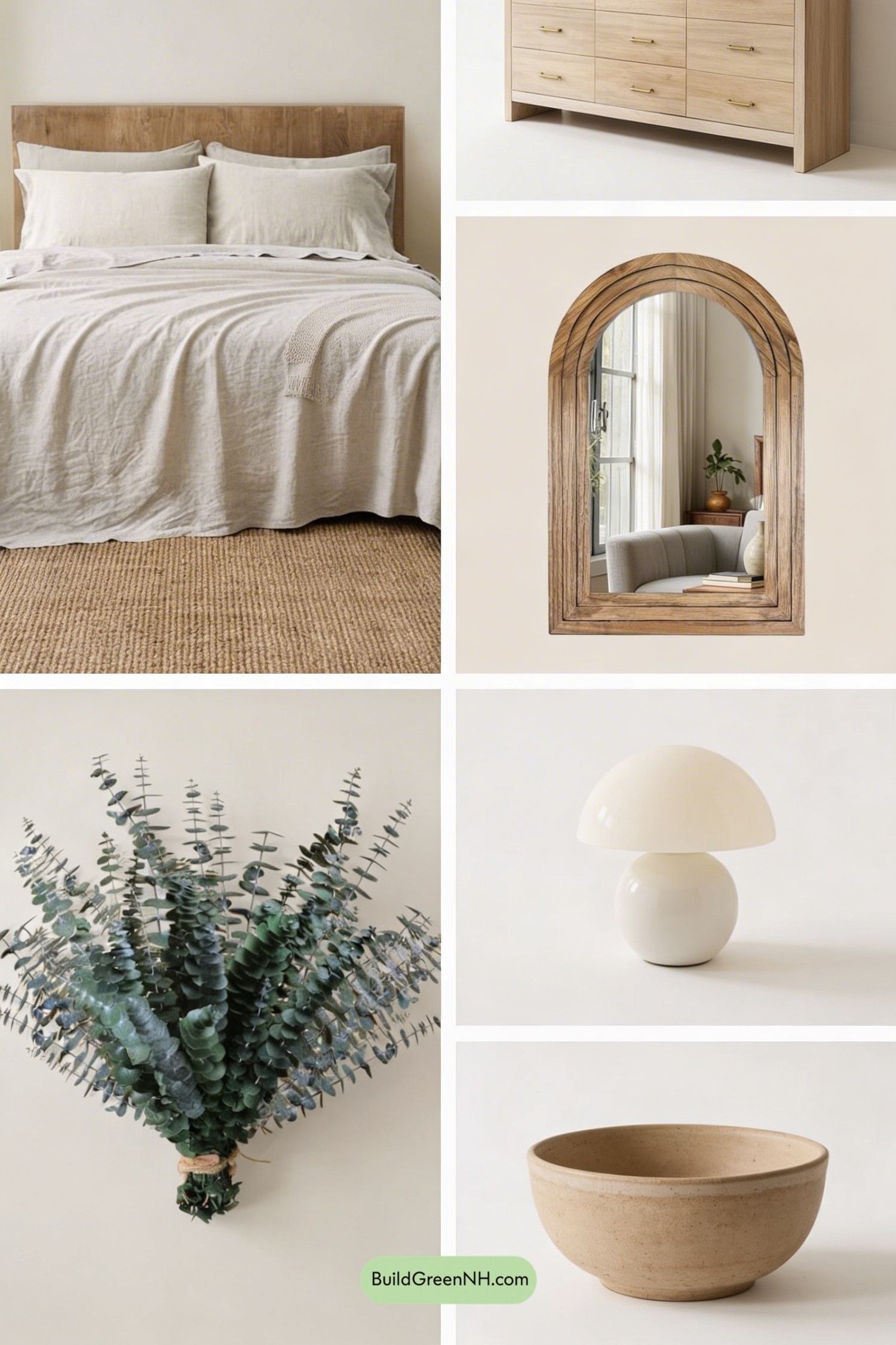 Moodboard for Stone-and-Flax Bedroom Refresh