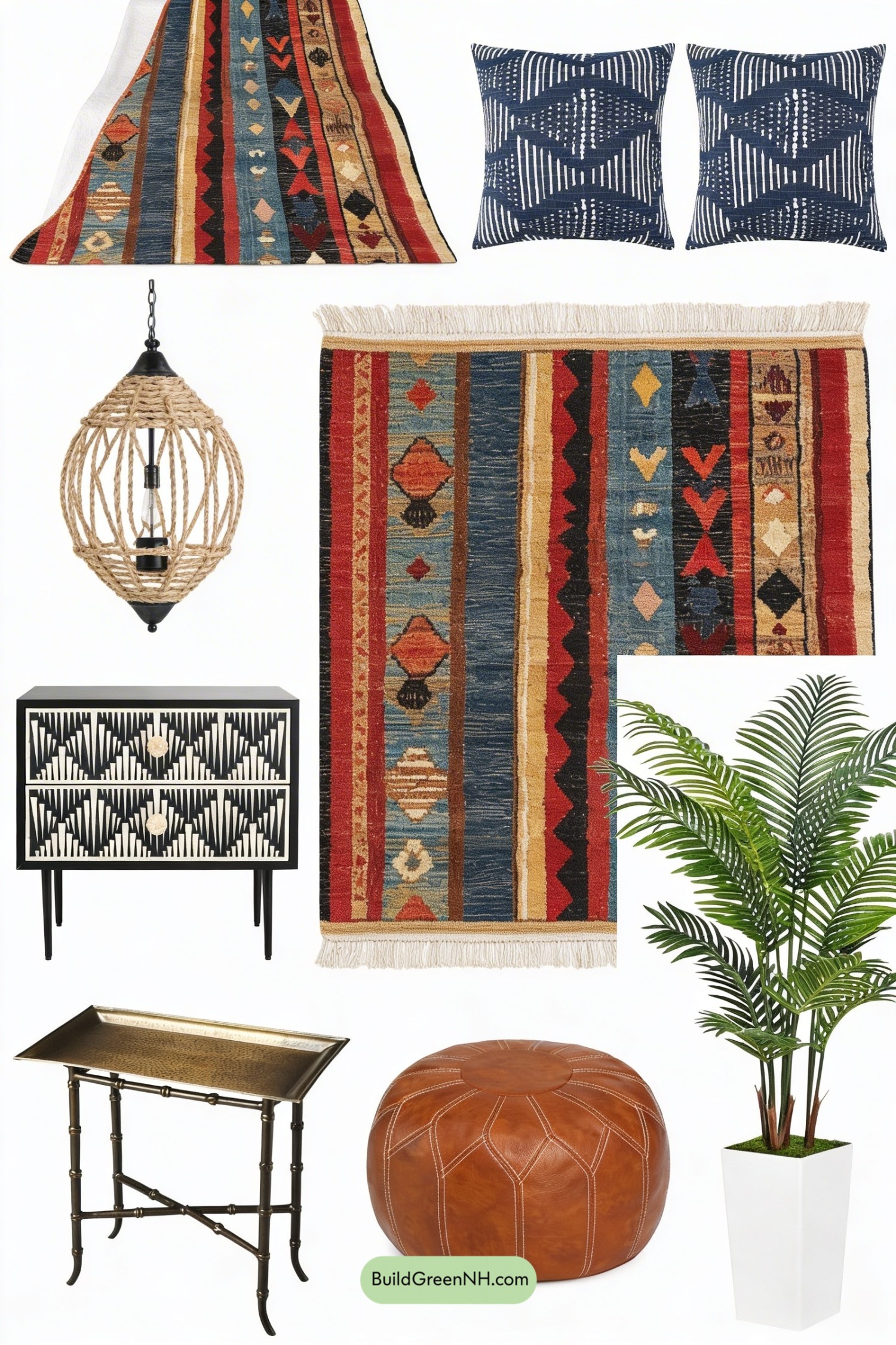 Moodboard for Global Nomad Earthy Cozy Bedroom