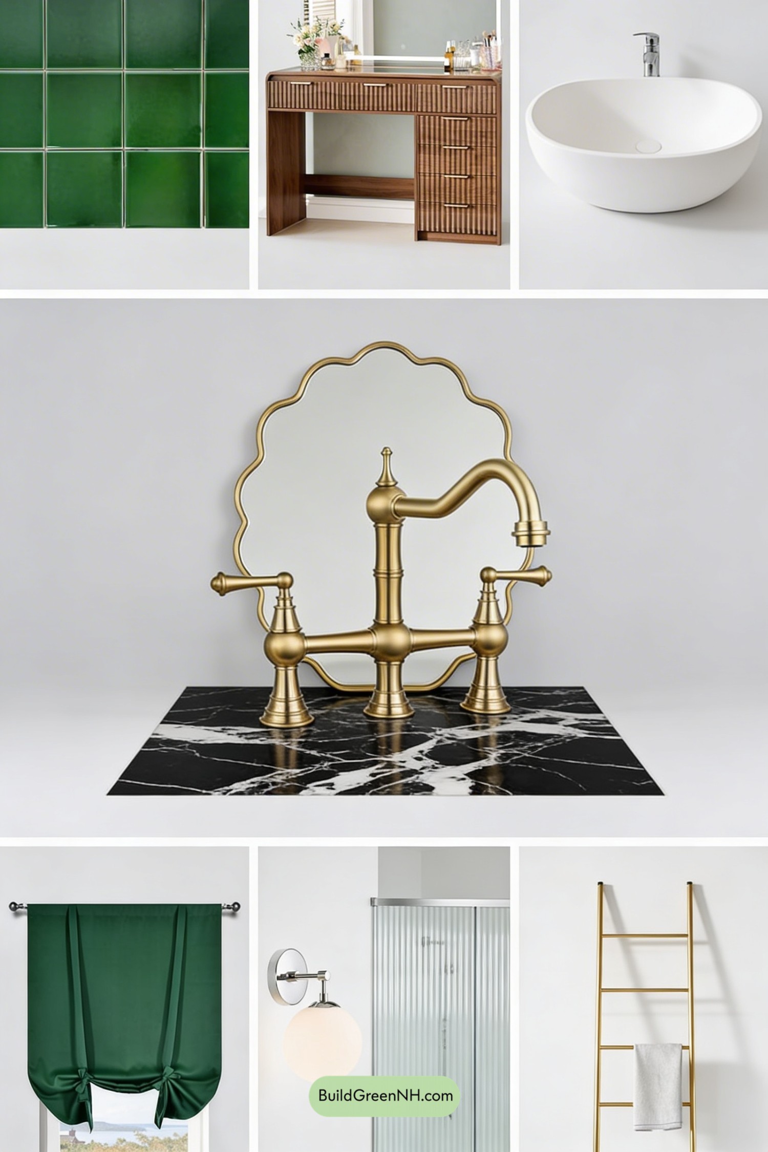 Moodboard for Emerald Art Deco Bathroom Revival