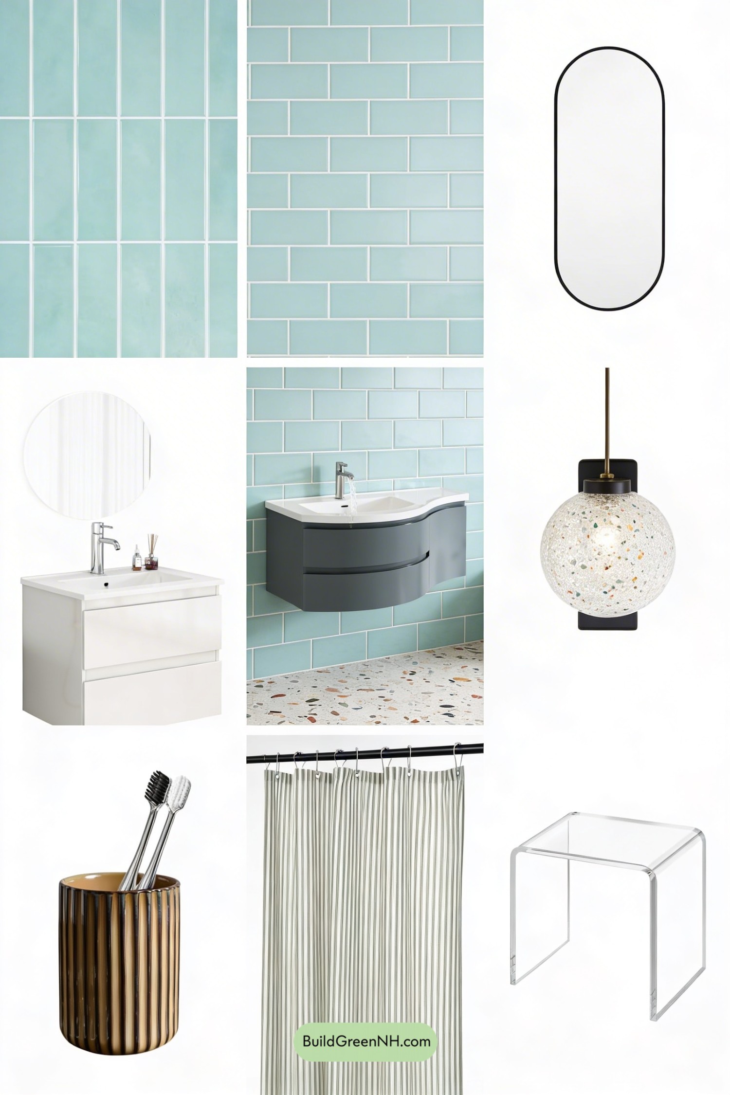 Moodboard for Mint Retro Bathroom Makeover
