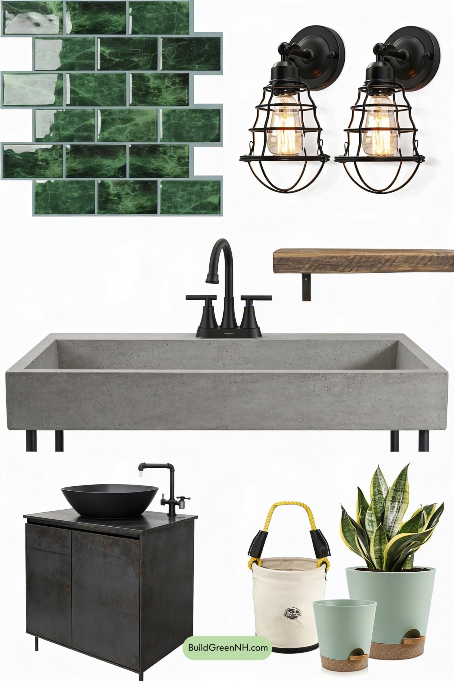Moodboard for Hunter Green Loft Bathroom Refresh