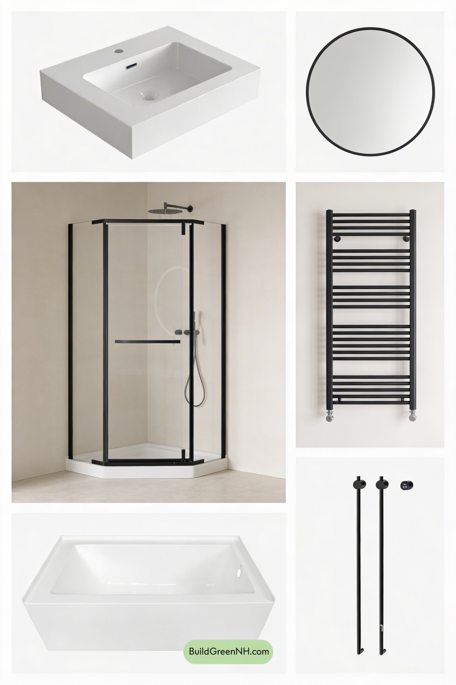 Moodboard for Icy Blue Scandinavian Bathroom Makeover
