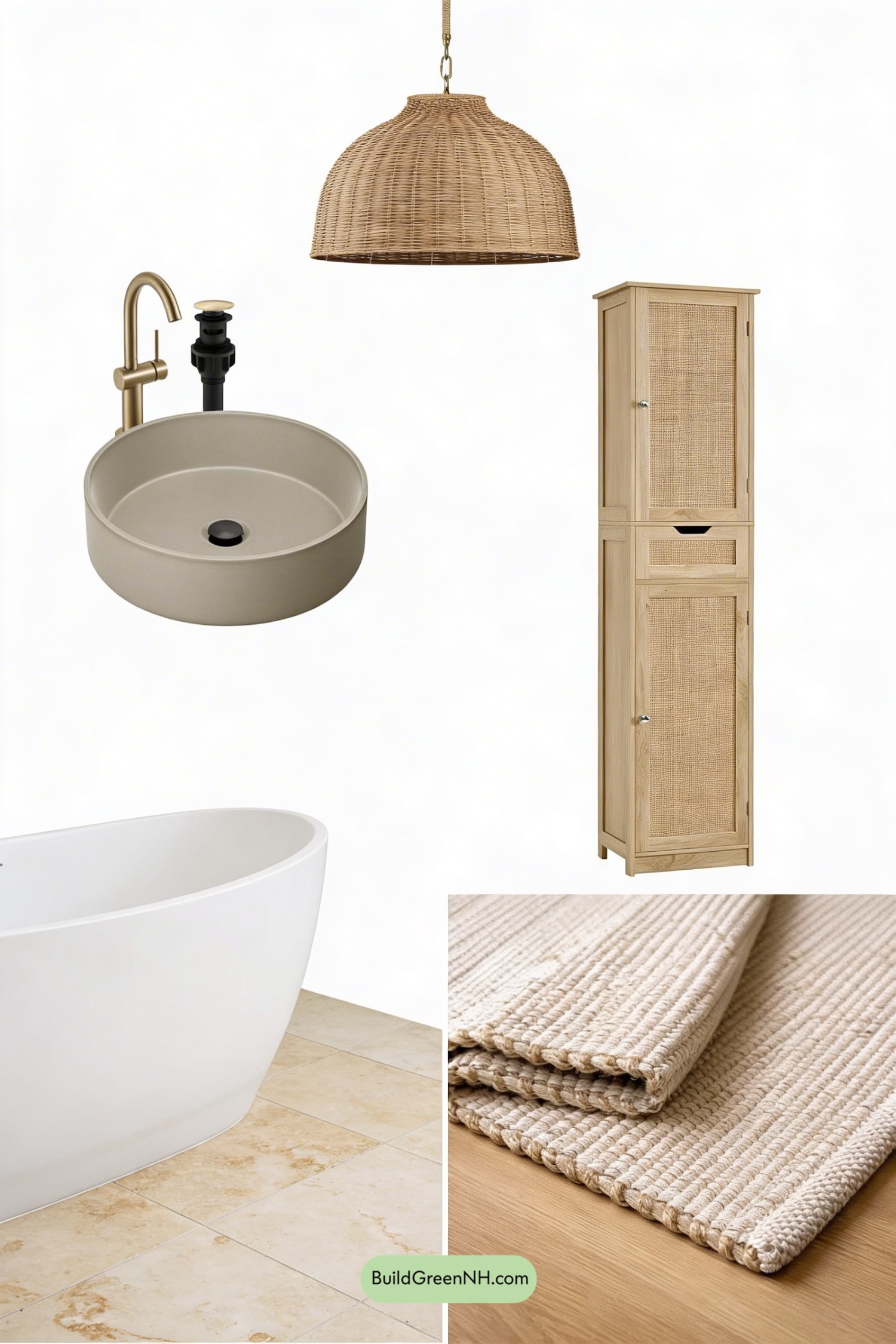 Moodboard for Earthy Organic Bath Makeover