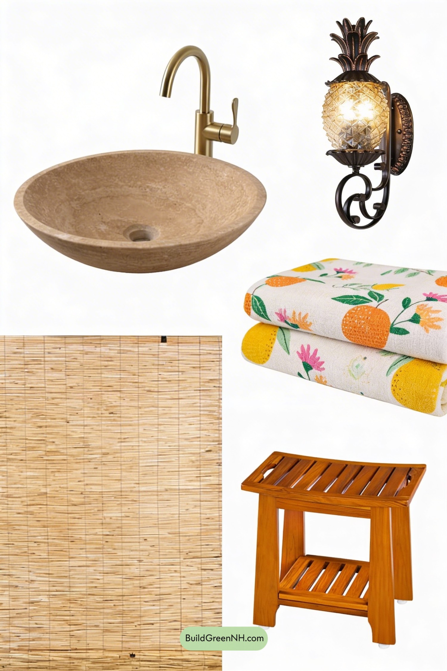 Moodboard for Banana-Toned Resort Bathroom Refresh