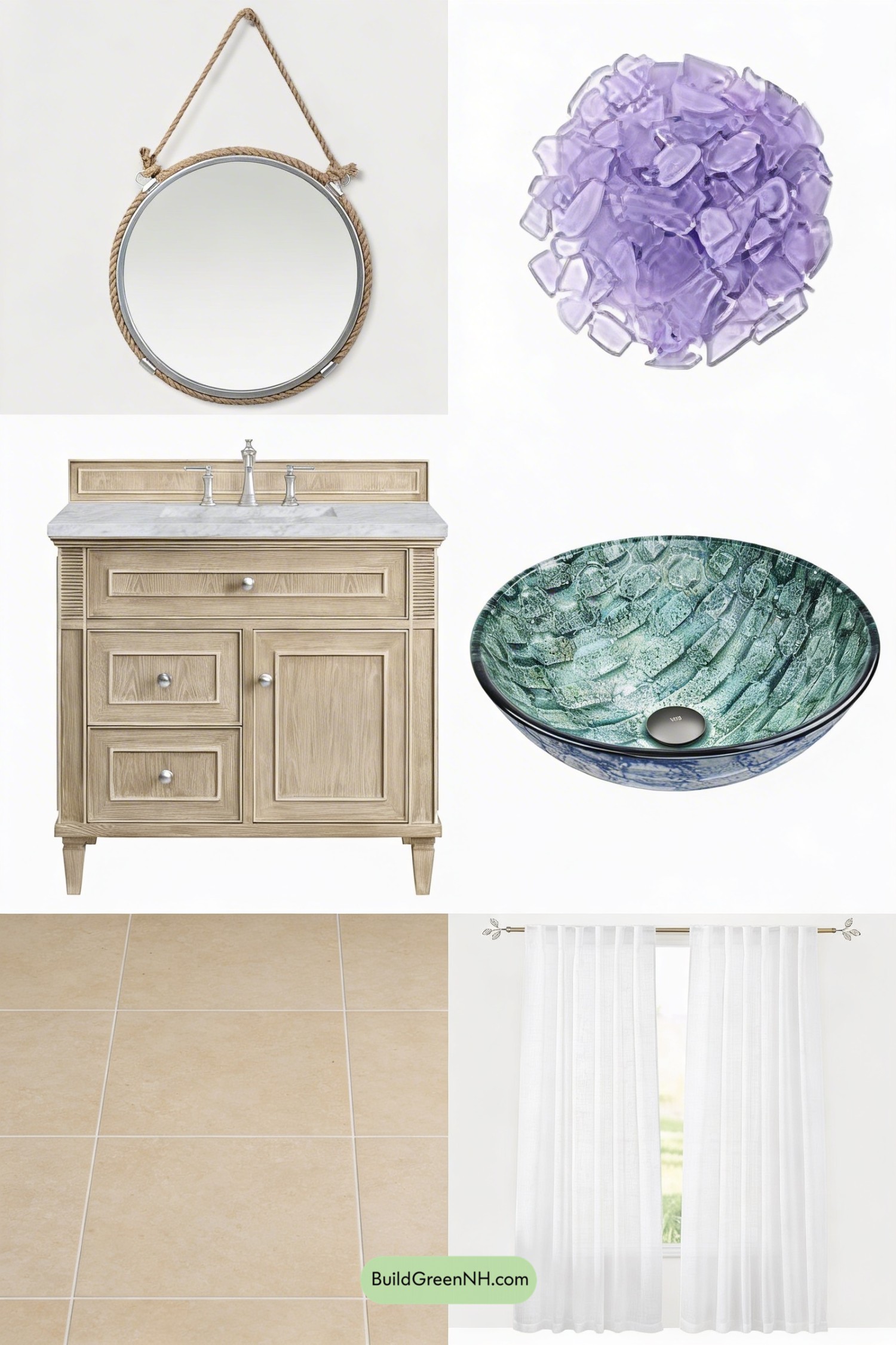 Moodboard for Coastal Lavender Spa Bath Refresh