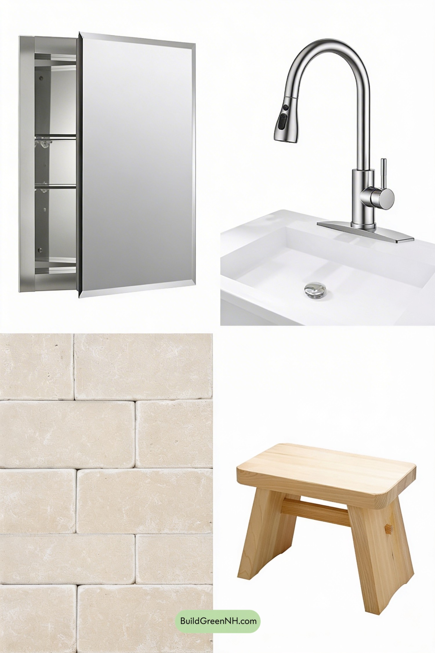 Moodboard for Matcha Zen Bathroom Makeover