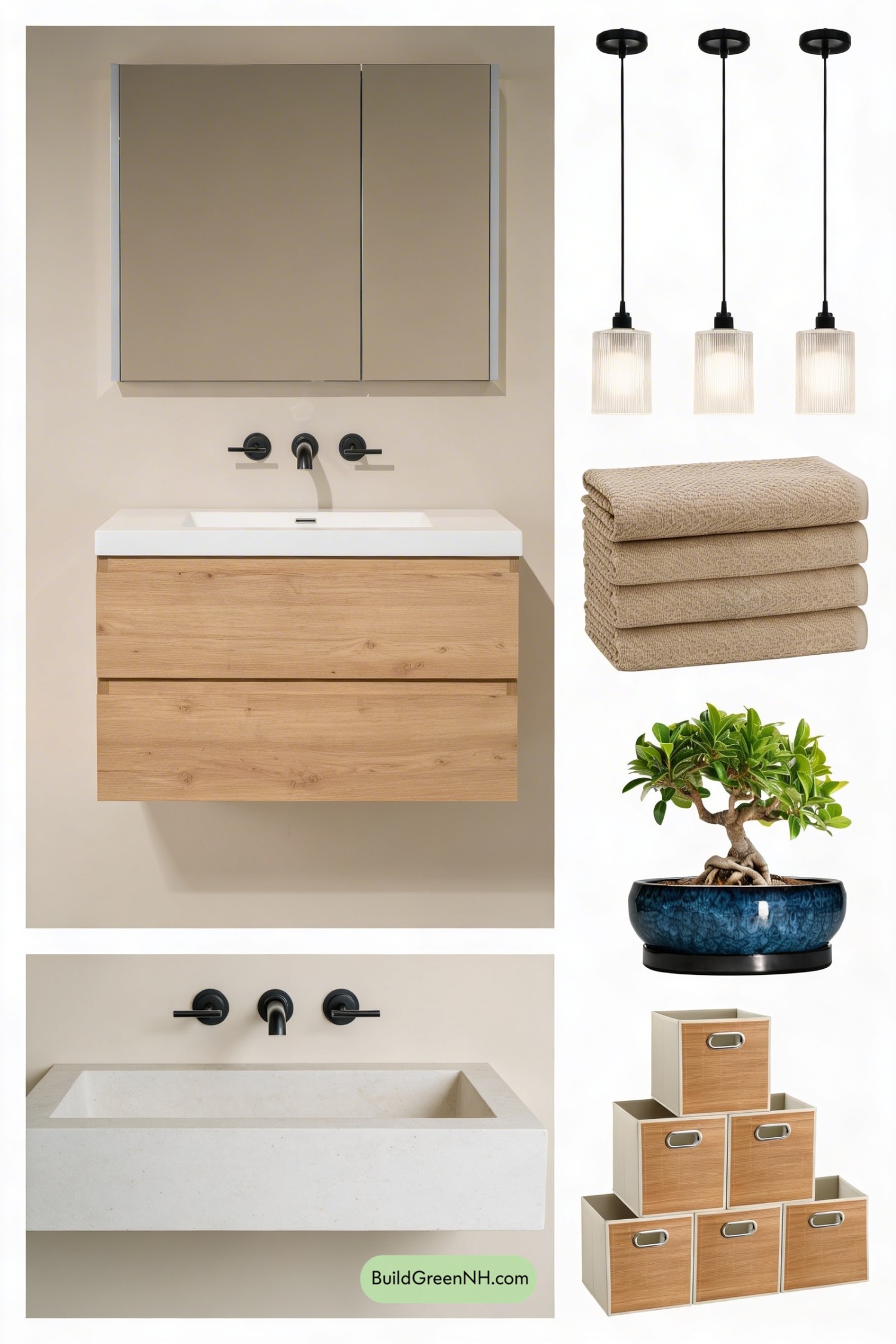 Moodboard for Sage Japandi Bathroom Makeover