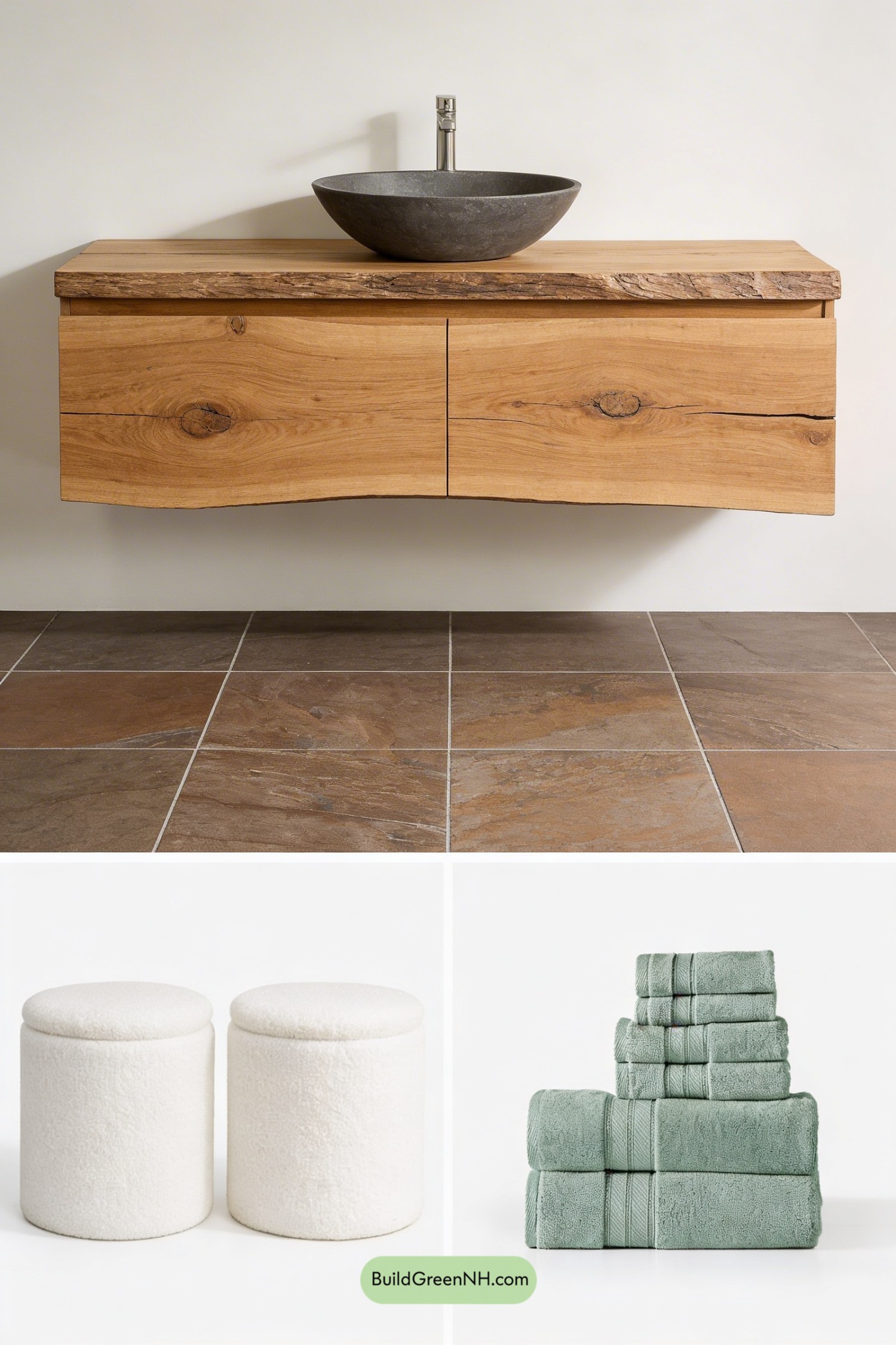 Moodboard for Mossy Organic Modern Bathroom Makeover