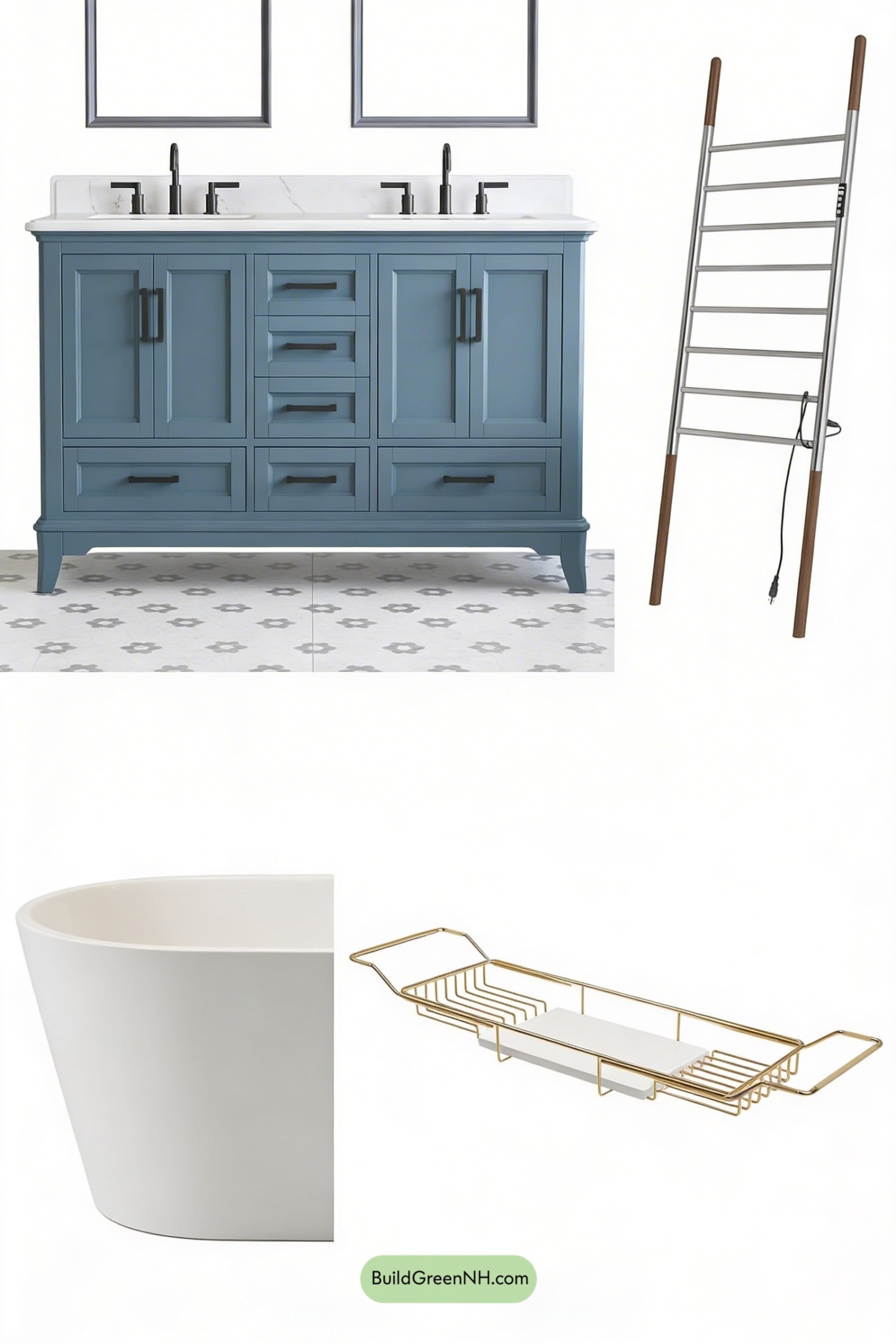 Moodboard for Pale-Aqua Marble Bathroom Makeover