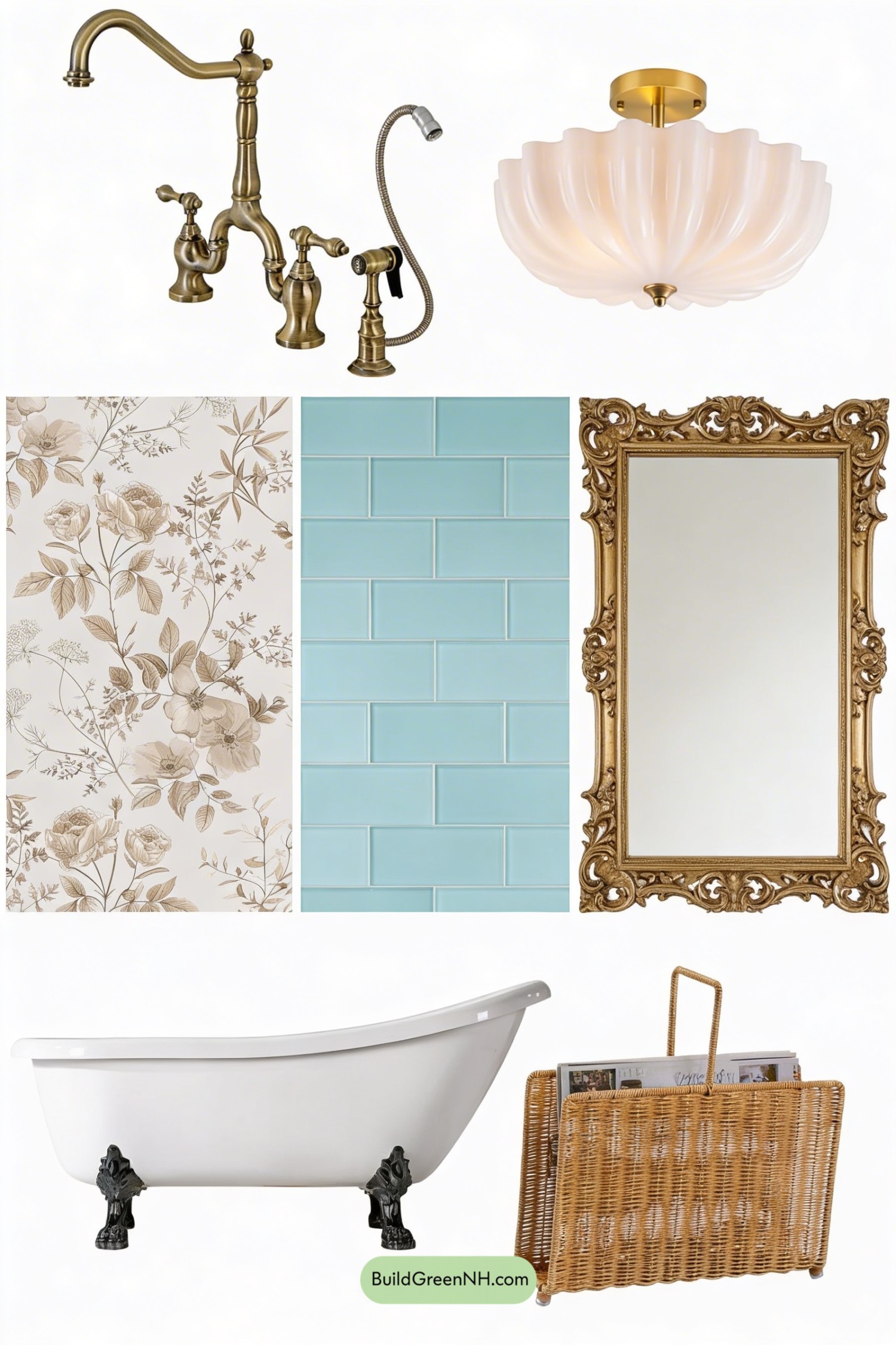 Moodboard for Teal Botanical Bath Revival