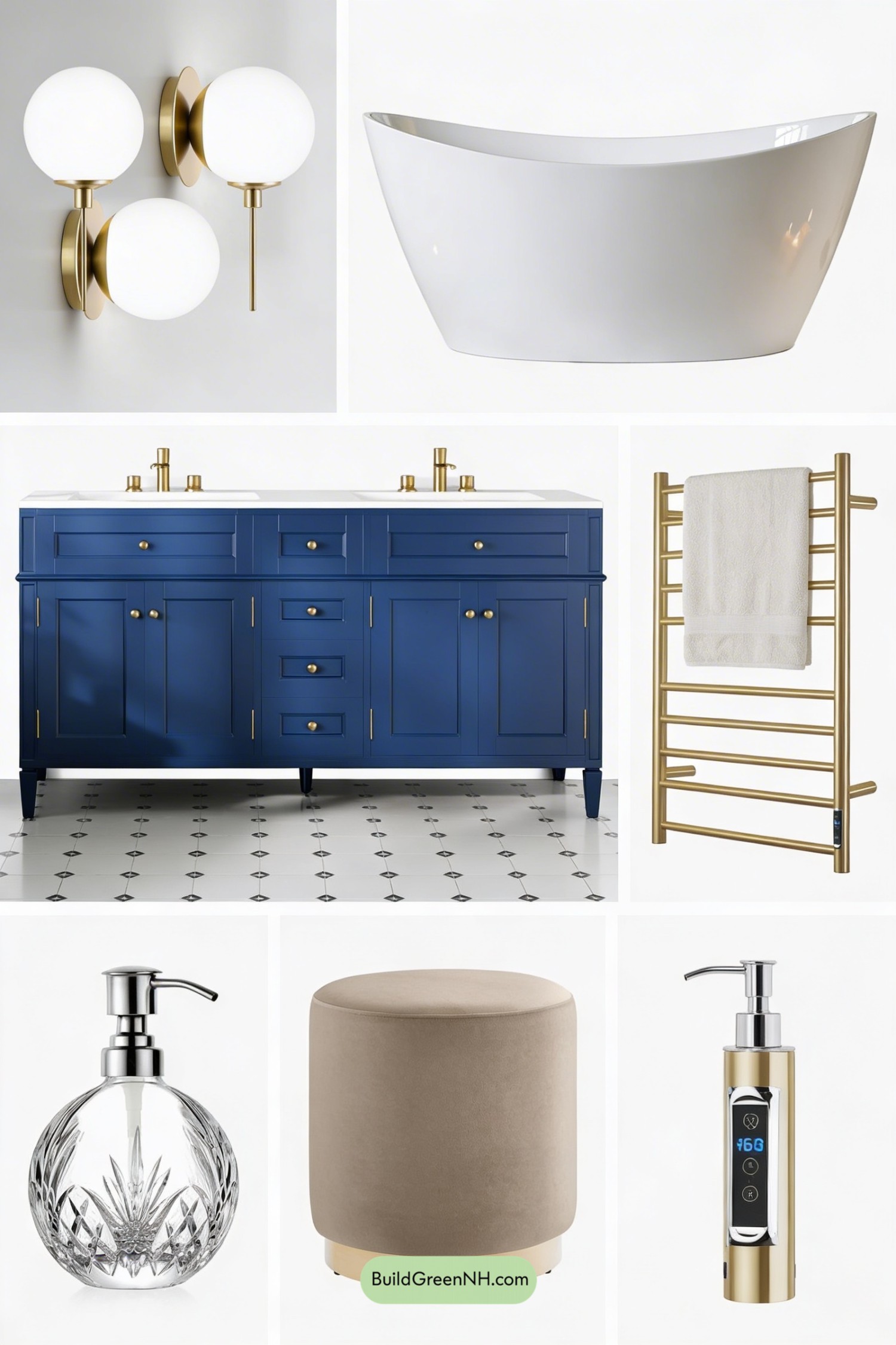 Moodboard for Navy Art Deco Bathroom Makeover