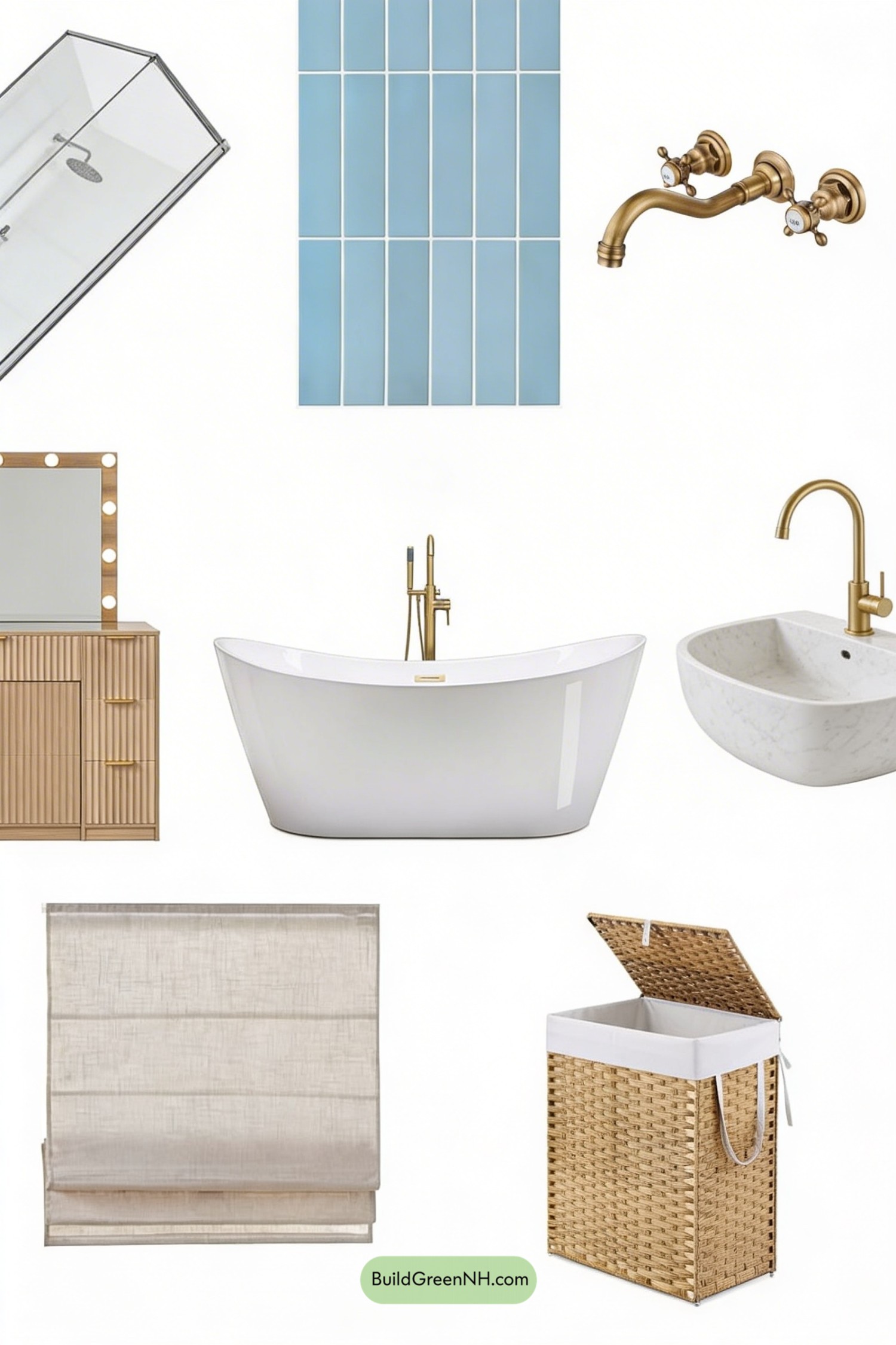 Moodboard for Powder-Blue Coastal Bathroom Makeover