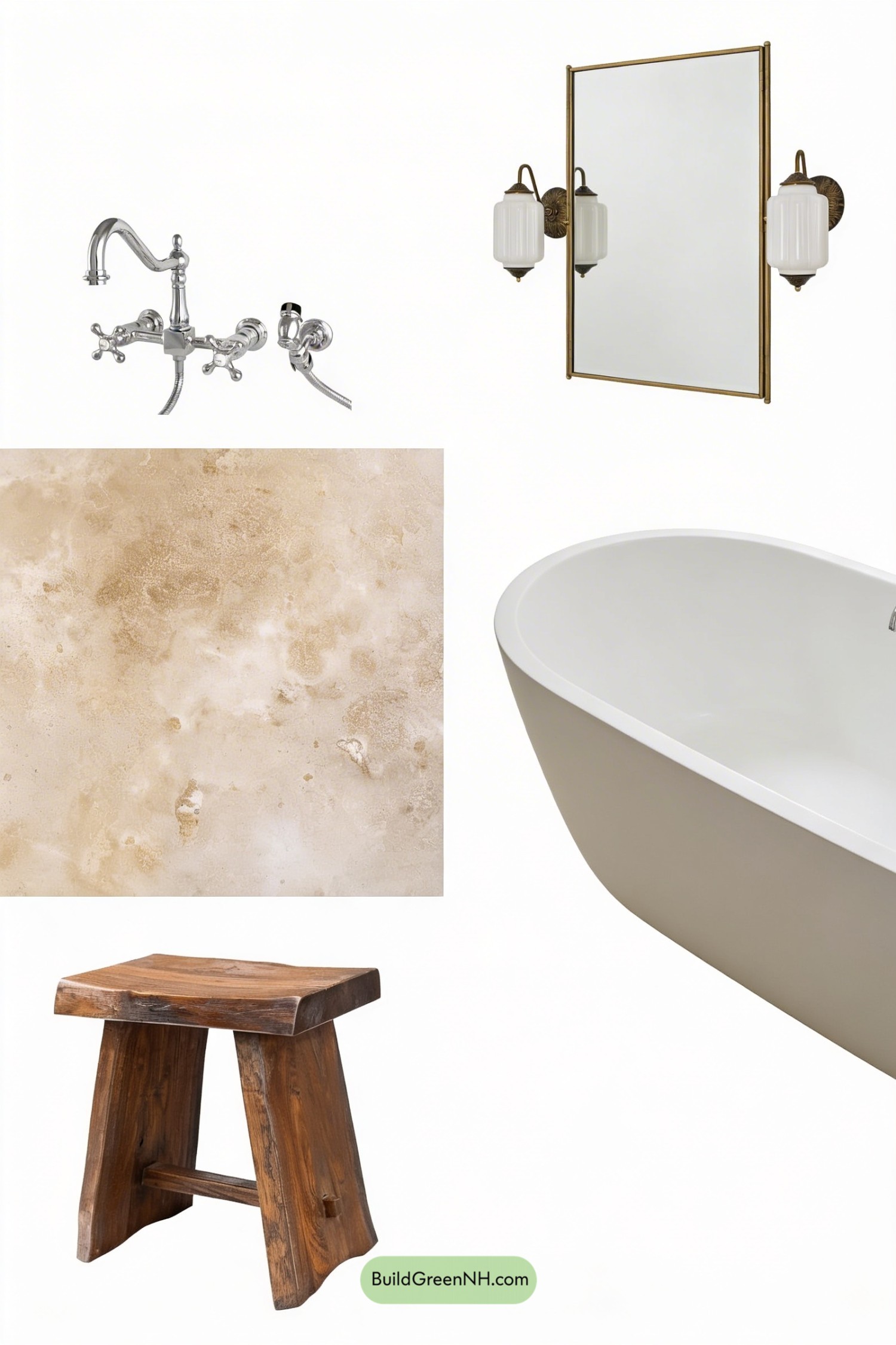 Moodboard for Warm Neutral Spa Bathroom