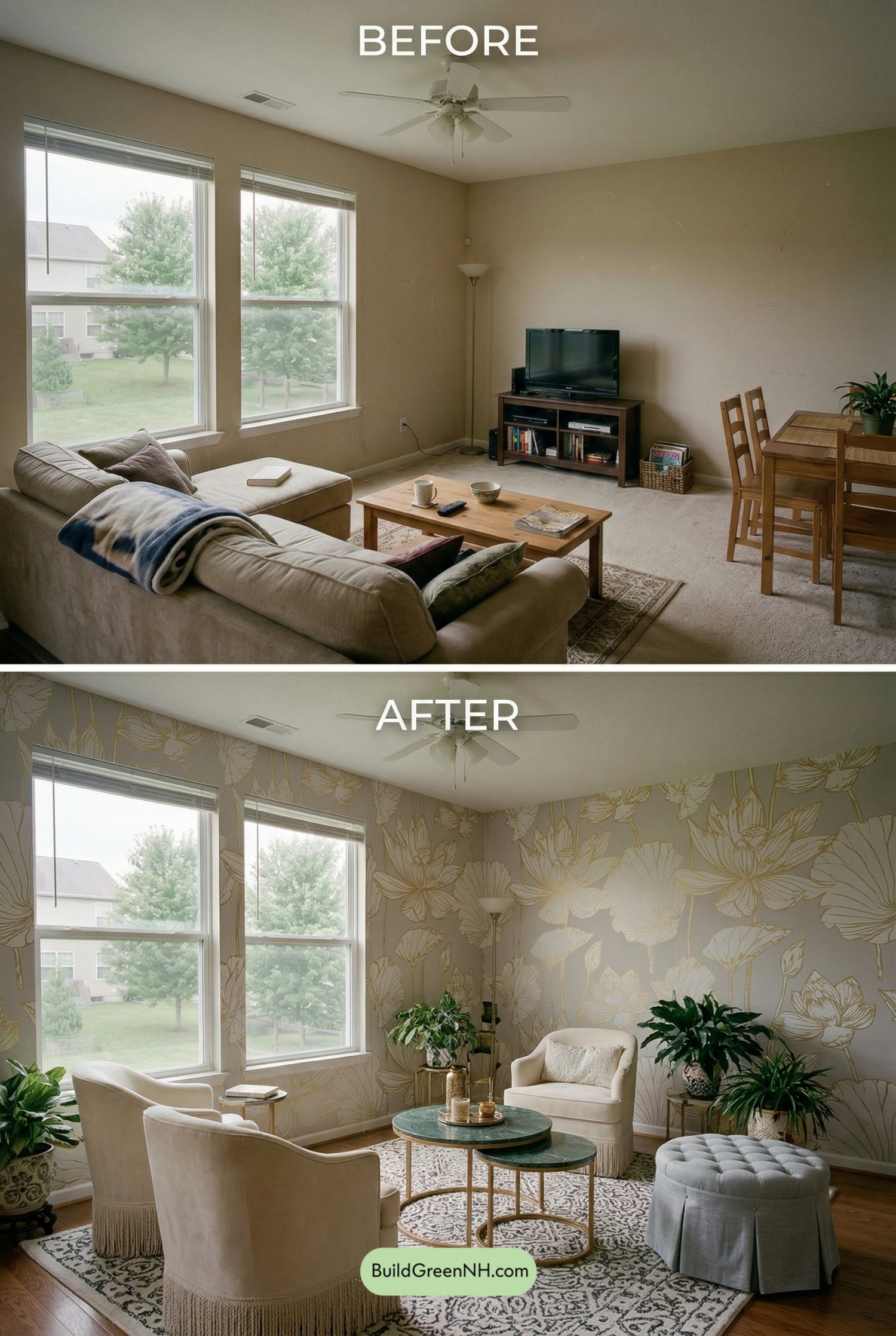 Botanical Glam Living Room Glow-Up