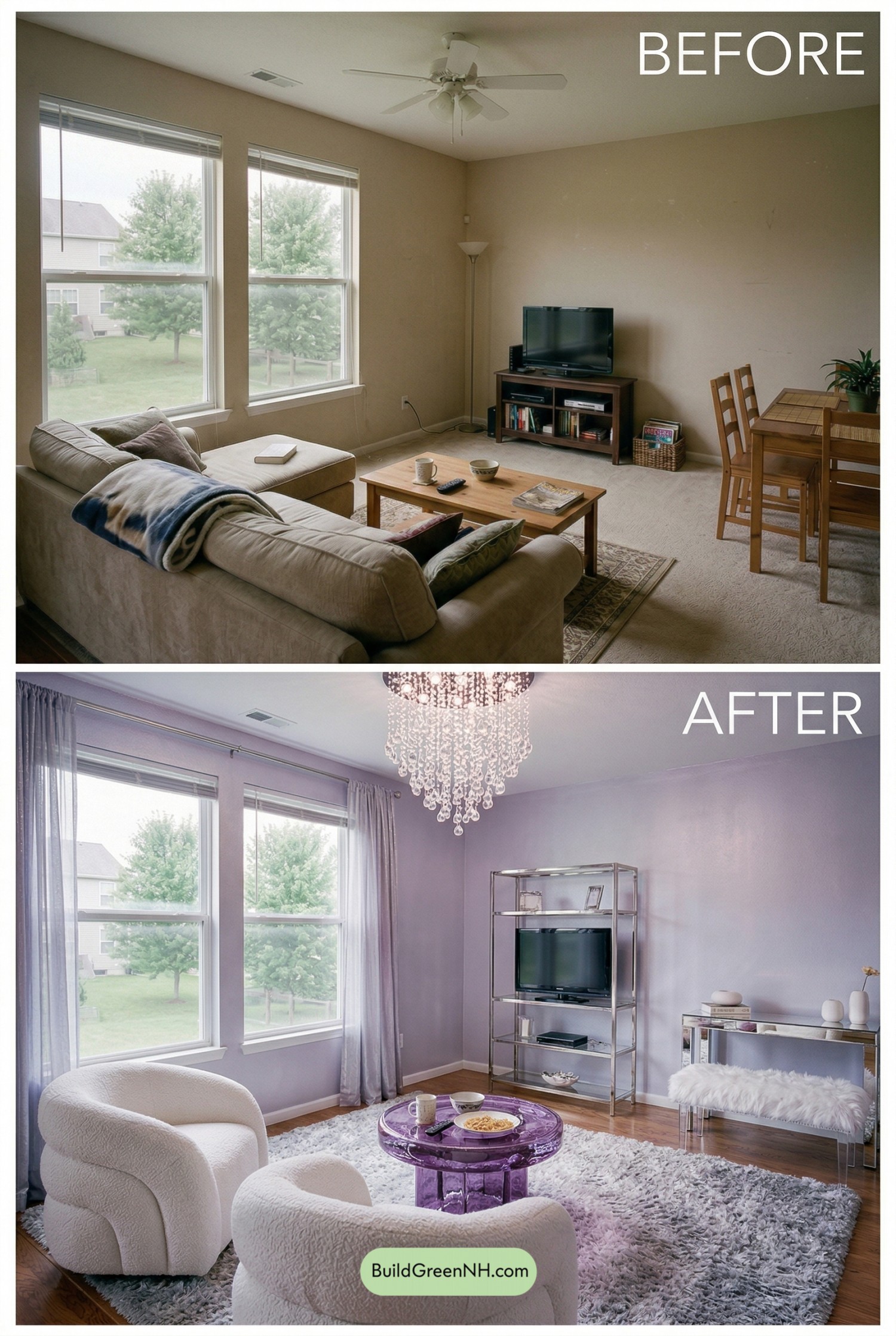 Lavender Silver Glam Living Room