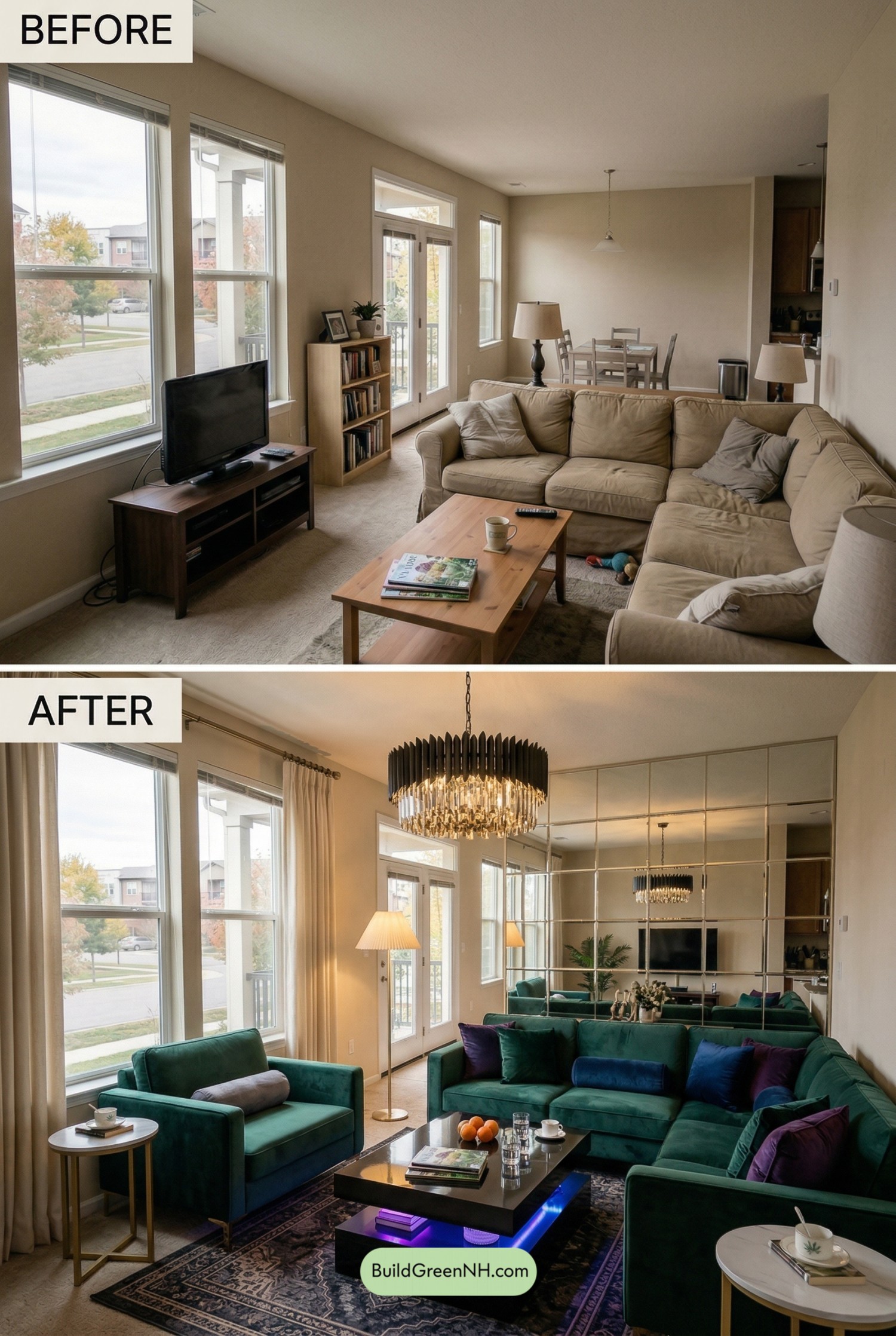 Champagne Mirror Grid Accent Wall